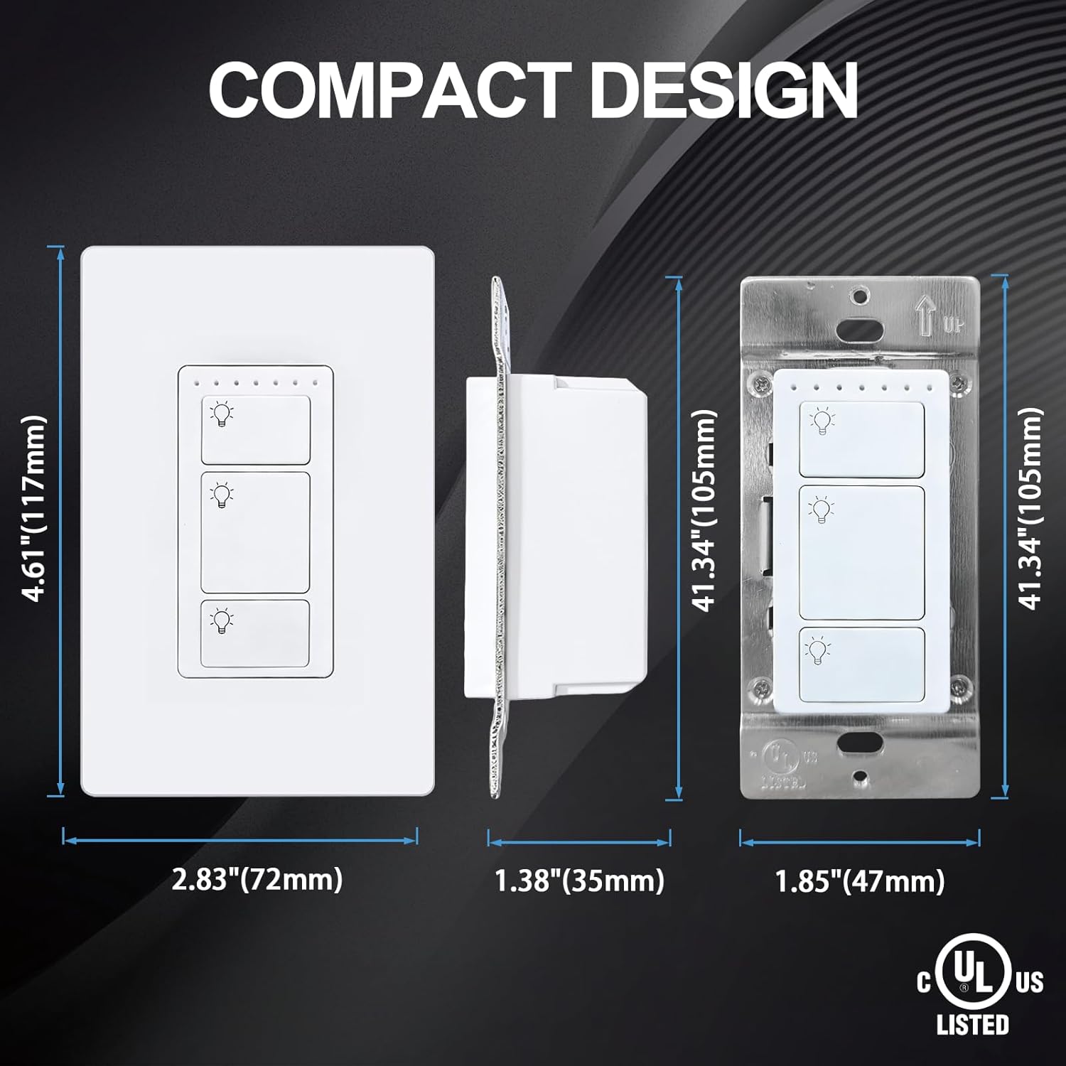 Smart Light Switch 3 Gang, WiFi Smart Wall Switch, Inteligente Switch with Smart Life APP Control and Timing Function Compatible with Alexa, Neutral Wire Required, Single Pole