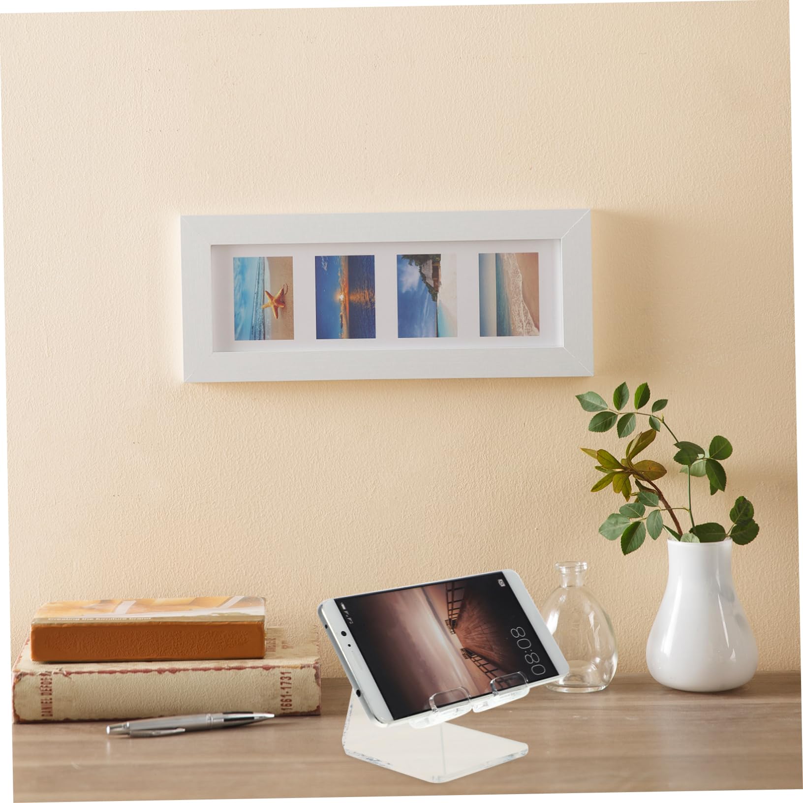 Hemobllo 5pezzi Supporto per Cellulare Acrilico Trasparente Porta Smartphone da Scrivania per Videochiamate e Streaming Design Elegante e Funzionale per Uso Domestico e Ufficio