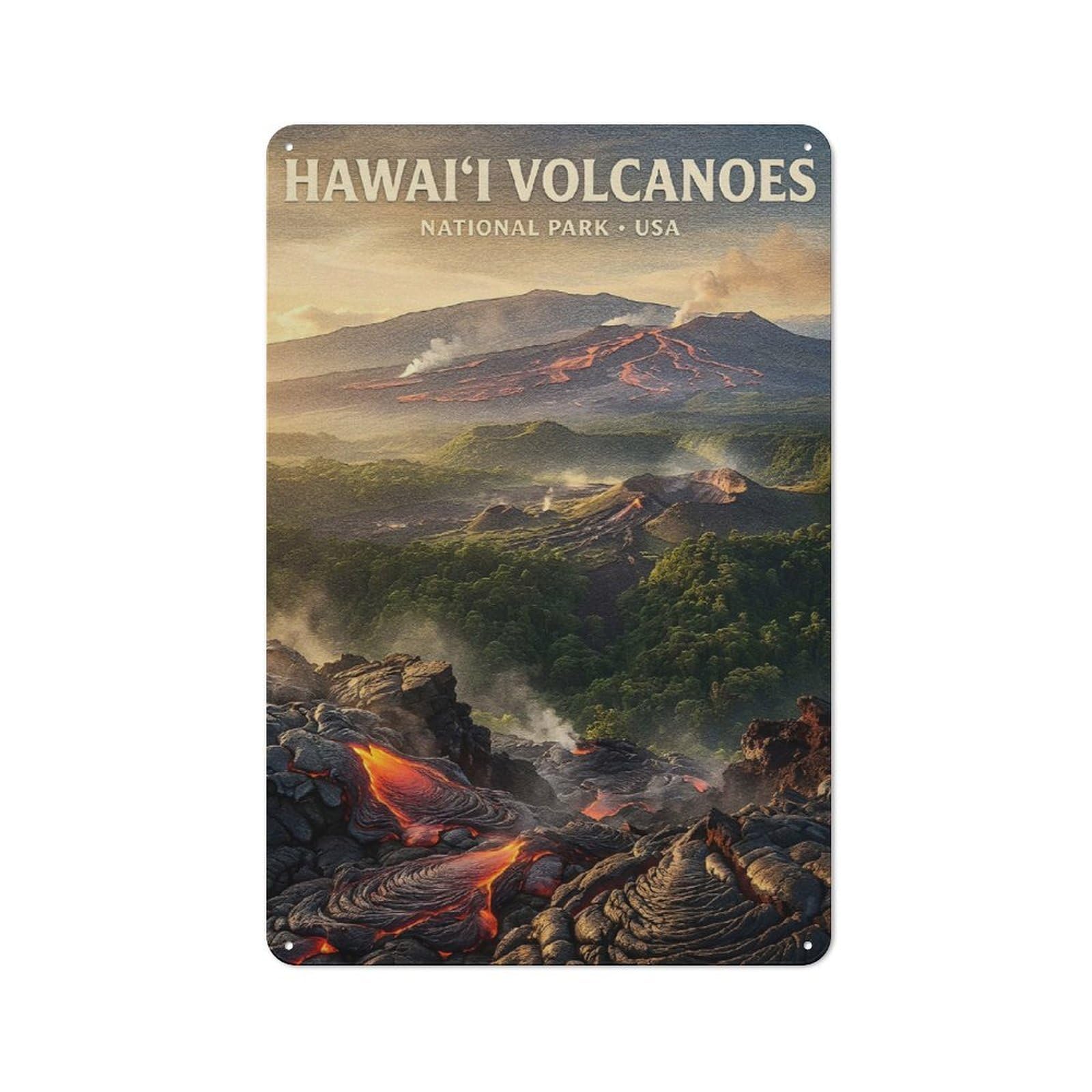 Junmoney Style-19 Tin Sign 30X20cm With Hawaii Volcanoes National Park For Workshop Wall, Retro Decor, For Metal Sign Collectors, For Cafés, Pubs And Restaurants