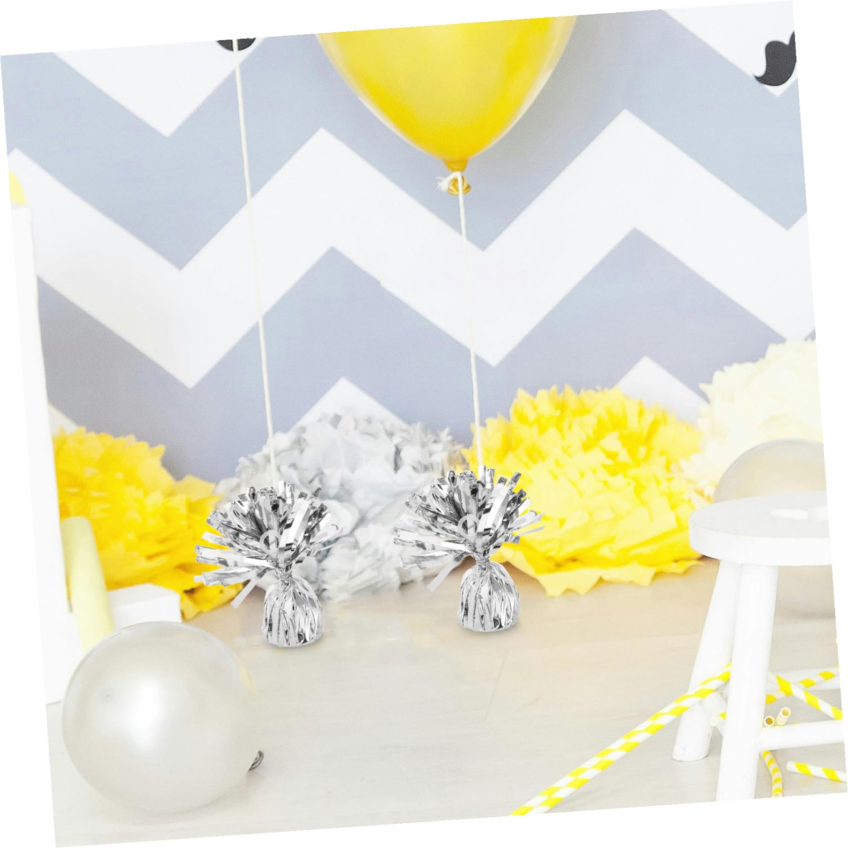 6 Stück Ballongewichte für Party und Hochzeit aus Pet und Zement Einfache Befestigung Elegantes Silbernes Design für Ballons und Festdekoration