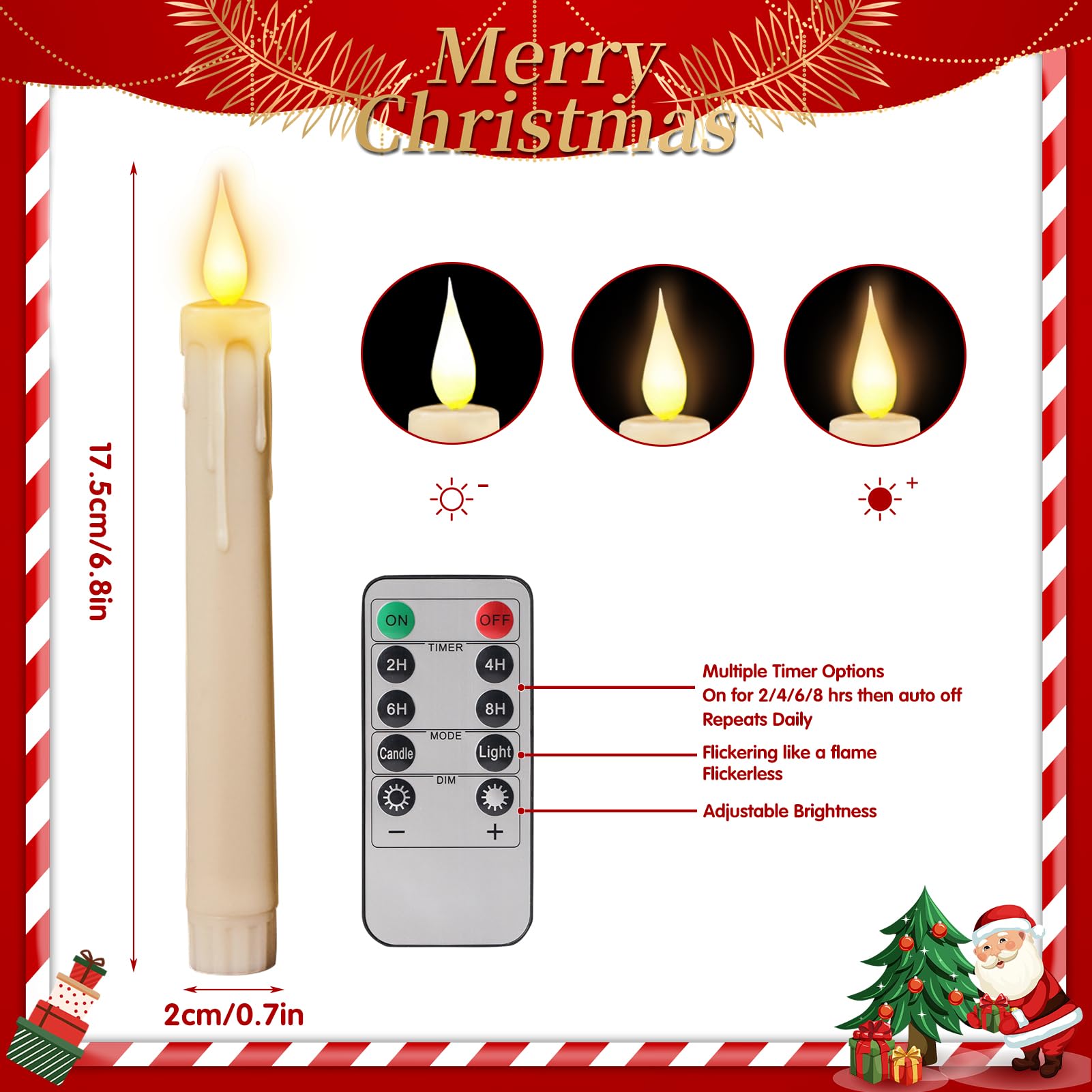 Candele A LED, Set Da 3 Ceri Con Funzione Timer E Fiamma Oscillante Finta Lumini Elettronici Bianco Crema Relaxdays 90806024 - Foto 8