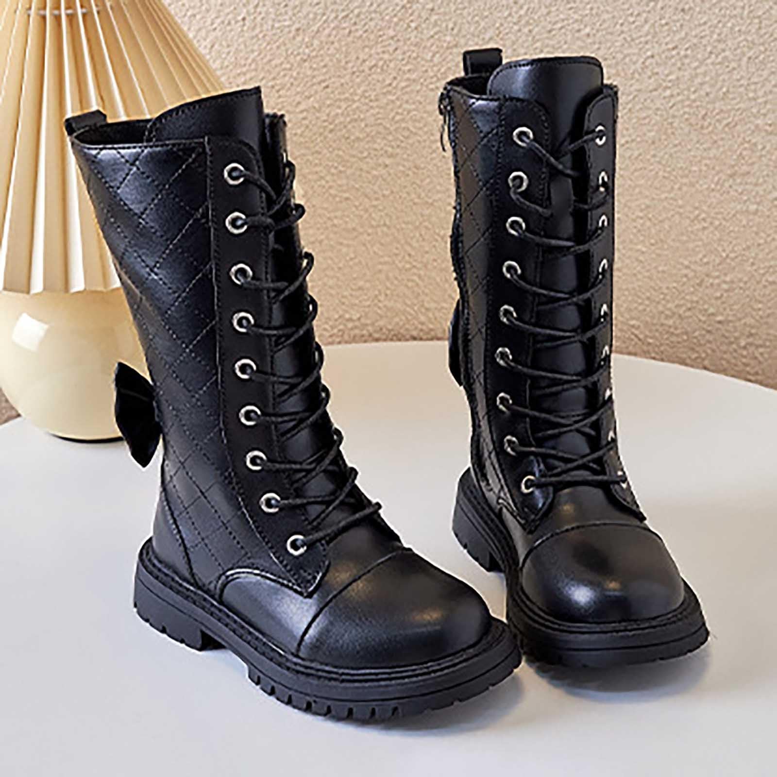 Stivali per Bambine Scarpe Traspirante Morbido Casual Scarpe da Trekking Outdoor Fodera in Pile Stivali da Equitazione per Ragazze Design alla Moda Chaussures Enfant pour École et Loisirs