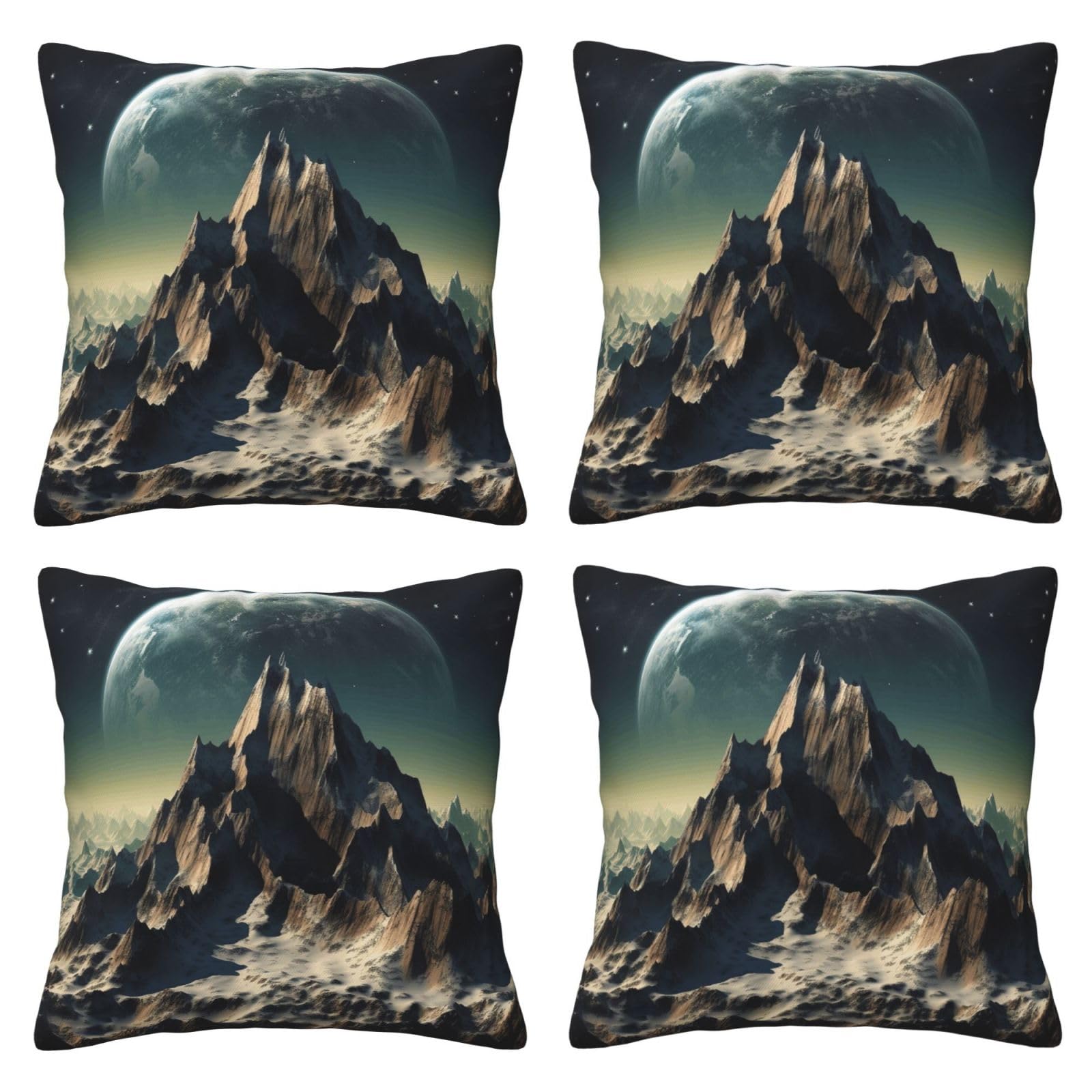 Earth Mountain Throw Pillow Cases 4 Pack Square Pillowcases Super Soft Pillow Protectors With Zipper for Couch Livingroom Sofa Bed Office Car,30x30 CM