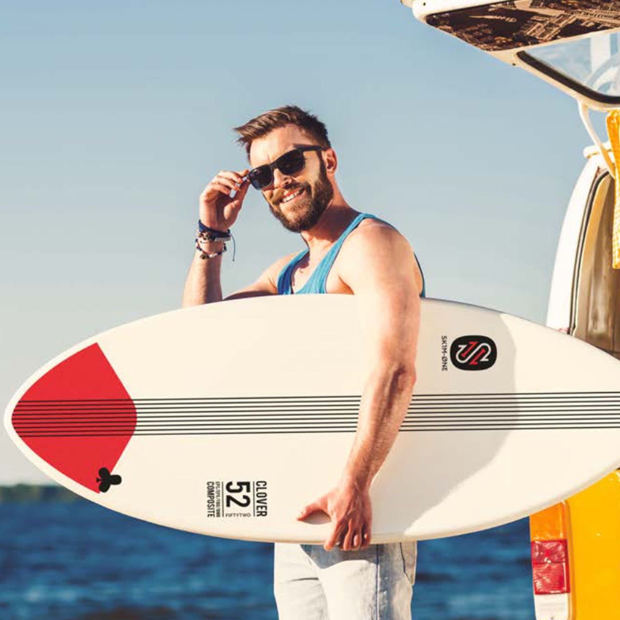 Skimone Skimboard Eps Epoxy bambù 52 Hunter Bianco Rosso