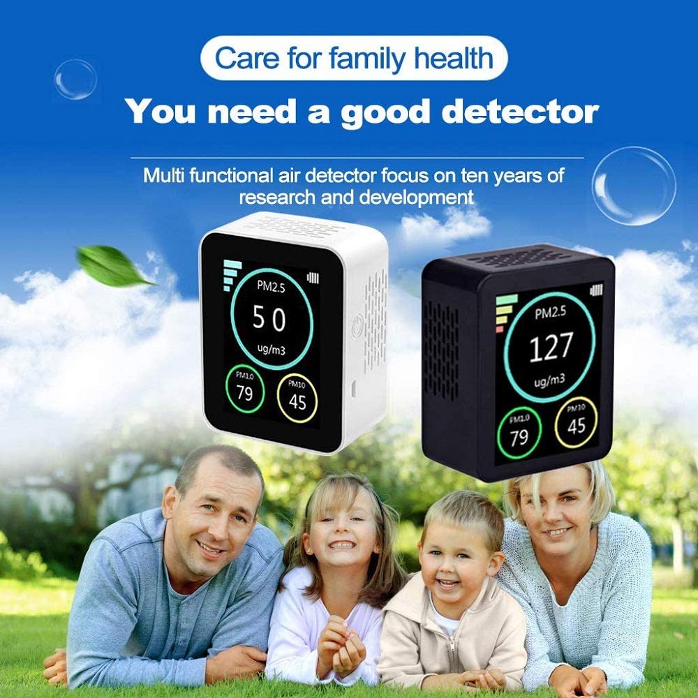 Analizador De Calidad Del Aire Doméstico – Monitor Interior, Detector De PM2.5 Y Formaldehído, Pantalla, Carga Type-C