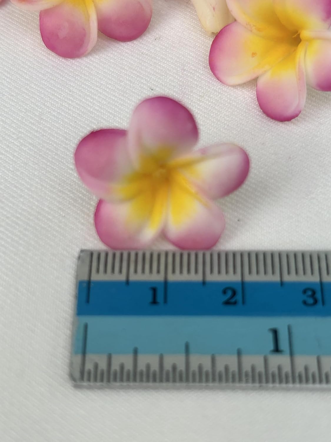 50 PCS Small Plumeria 20 mm Clay Beads for Jewelry Making DIY Craft Supplies (White-Pink)