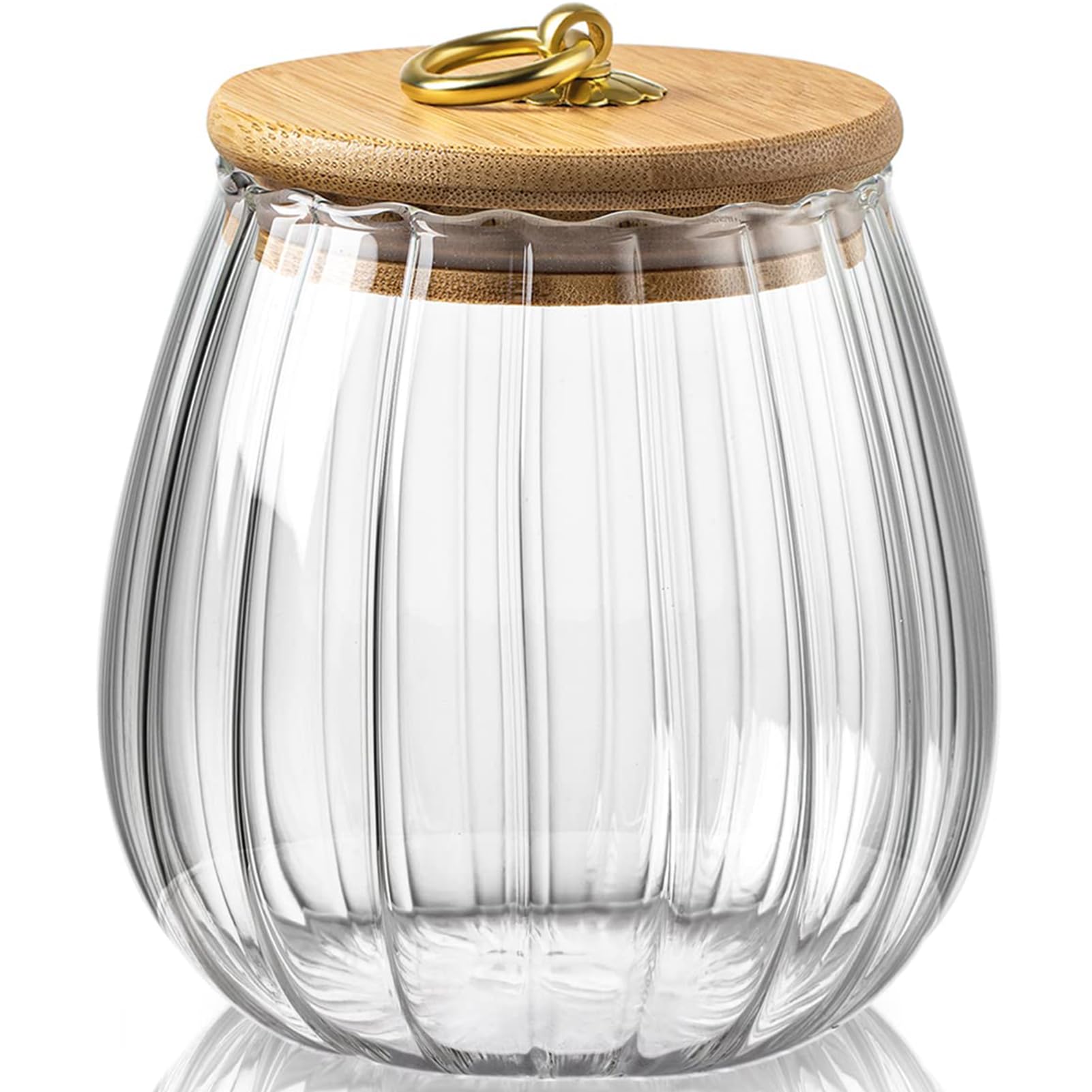 Viovian 1600ml(54FL OZ) Glass Jar with Lid Large Glass Coffee Nuts Canister Airtight Storage Jar with Bamboo Lid Kitchen Containers for Candy Snack Coffee Beans Tea Cookie(Large Oval)