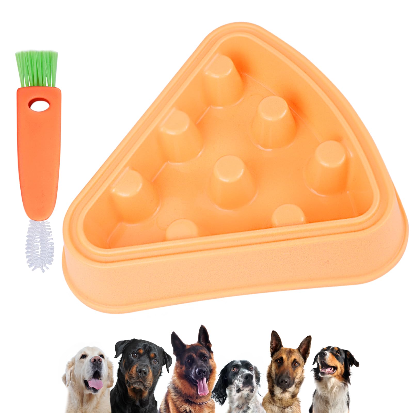 Slow Feeder Dog Bowl - BPA Free Anti-Gulp, Durable Slow Water Dog Bowl to Slow Down Eating Prevent Overthrow, 20×18cm Fun Puzzle Pet Bowl Fit Medium and Large Dogs (1 Feeder + 1 Cleaning Brush)