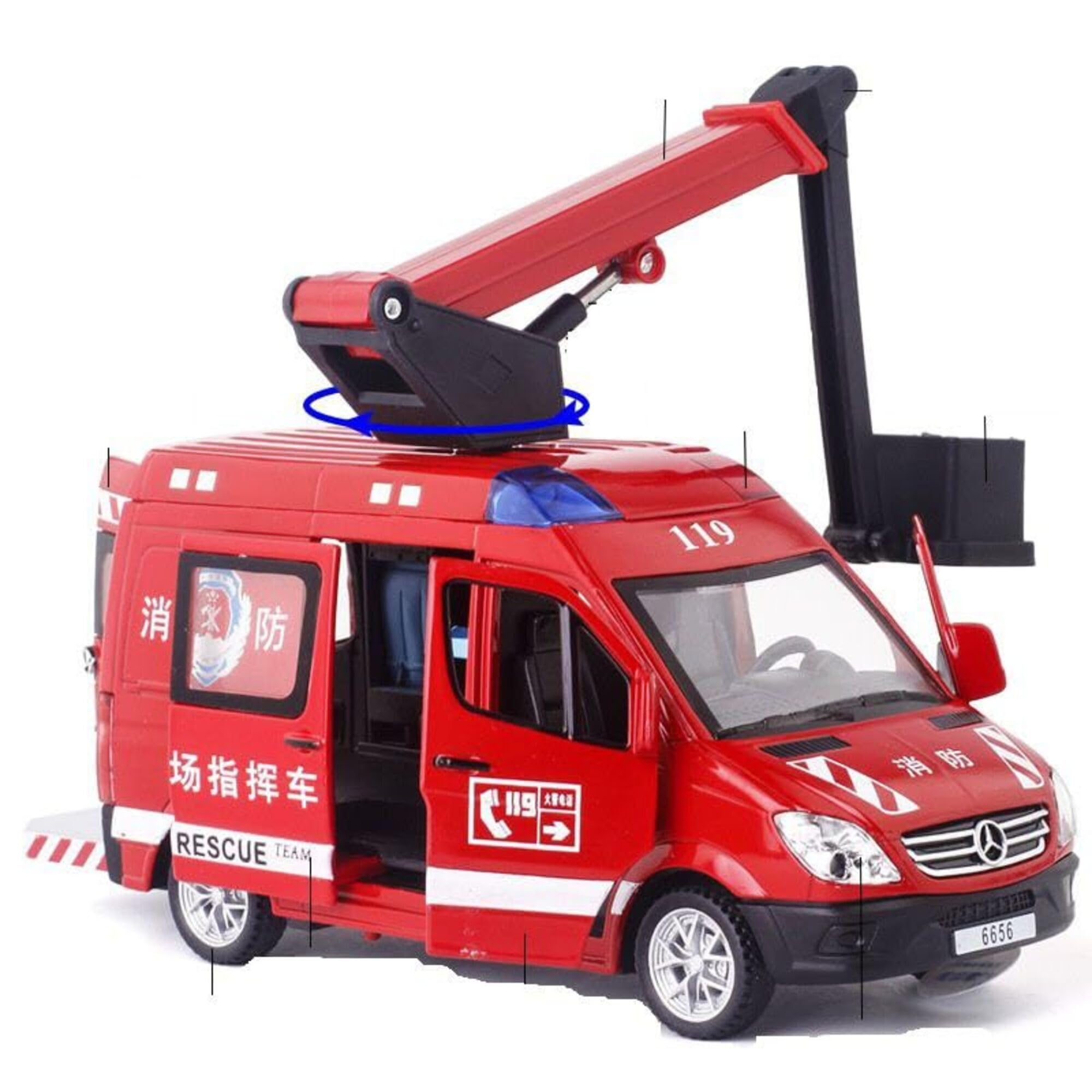 SparkBucket City Services Pull Back Toyar 1:32 Scale Alloy Ambulance, Police & Fire Truckodel