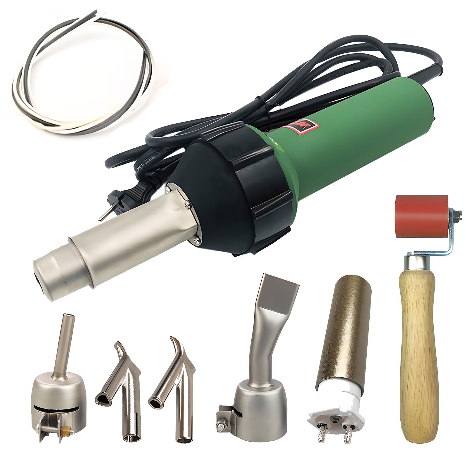 YXYLJOZ 1600W Hot Air Plastic Welder Automatic Cooling Welding Gun for HDPE Geomembrane & TPO Roofing with Flat Nozzle Rollers