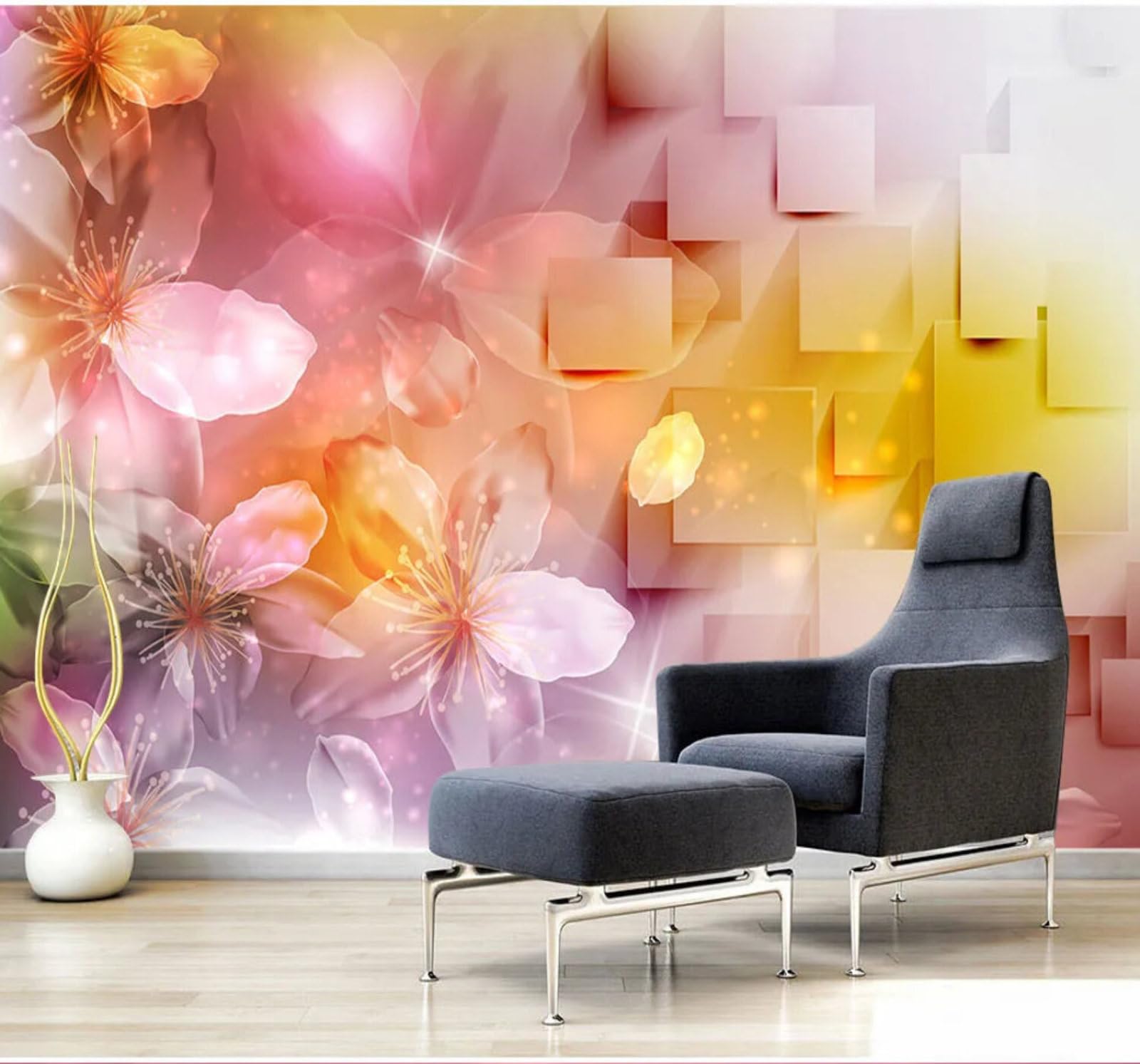Creative Geometric Relief Beautiful Floral 3D Wallpaper Easy Install Feature Office Living Room Sofa Bedroom TV Background Wall Decoration-400cm×280cm
