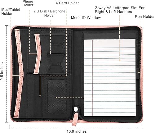 Miniatura 3 de Carpeta Junior PadfolioCurrículum con bloc de notas forrado recargable, carpeta A5, cartera de negocios, funda multifunción, bloc de escritura A5