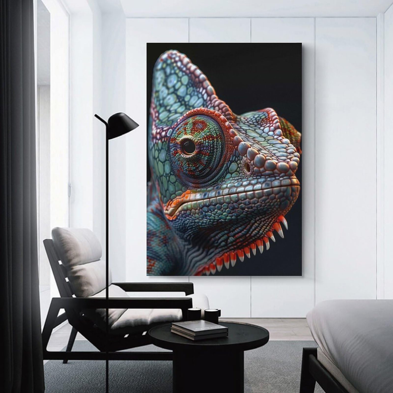 Junmoney Chameleon Canvas Art Print, 20x30inch(50x75cm), for Bedrooms, Workspaces And Everyday Interiors, A Flexible Wall Accent for Shared Spaces
