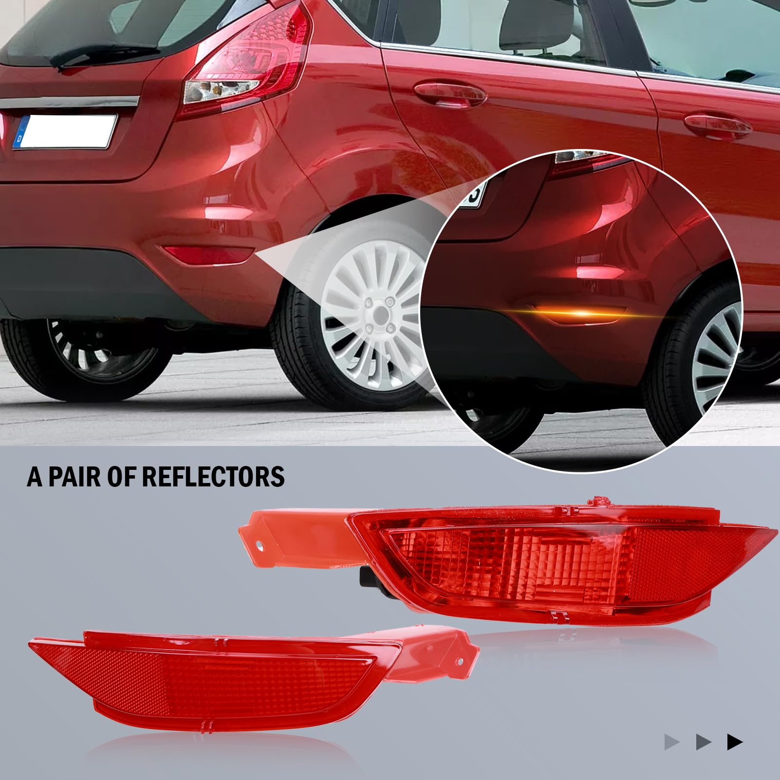 1 Coppia Fanale Retronebbia per Ford Fiesta 2008-2017 C-Max dal 2015 in poi - Catarifrangente Catadiottro Posteriore 1552730 1681884(destro e sinistro)