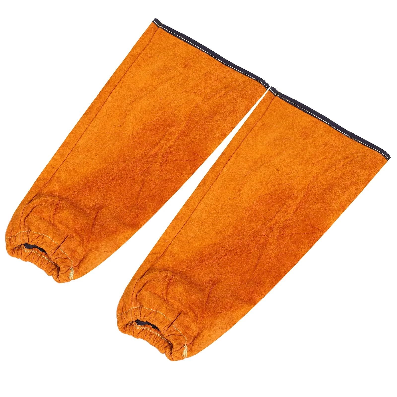 Manchons à Souder En Cuir 1 paire de manchons soudage en cuir vachette résistants à la chaleur et aux étincelles, protection des bras avec poignets élastiques