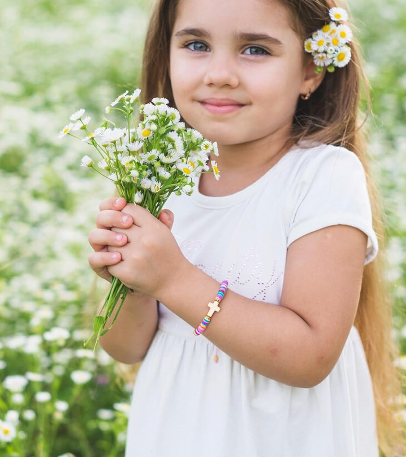 Valentines Day Gifts for Kids, Teen Girls, Women Colorful Cross Bracelet Girls Christian Gifts WWJD Bracelets Cute Religious Jewelry Baptism Little Girl Teenage Gifts Trendy Stuff Birthday - Image 9