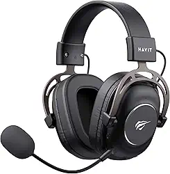 Havit Headphone Fone de Ouvido H2002YG Black, Quad-Mode, Sem Fio e Com Fio, Wireless 2.4GHz, Bluetooth, USB, 3,5mm, Gamer, com Microfone Destacável Com Cancelamento de Ruído, Falante 50mm, Preto