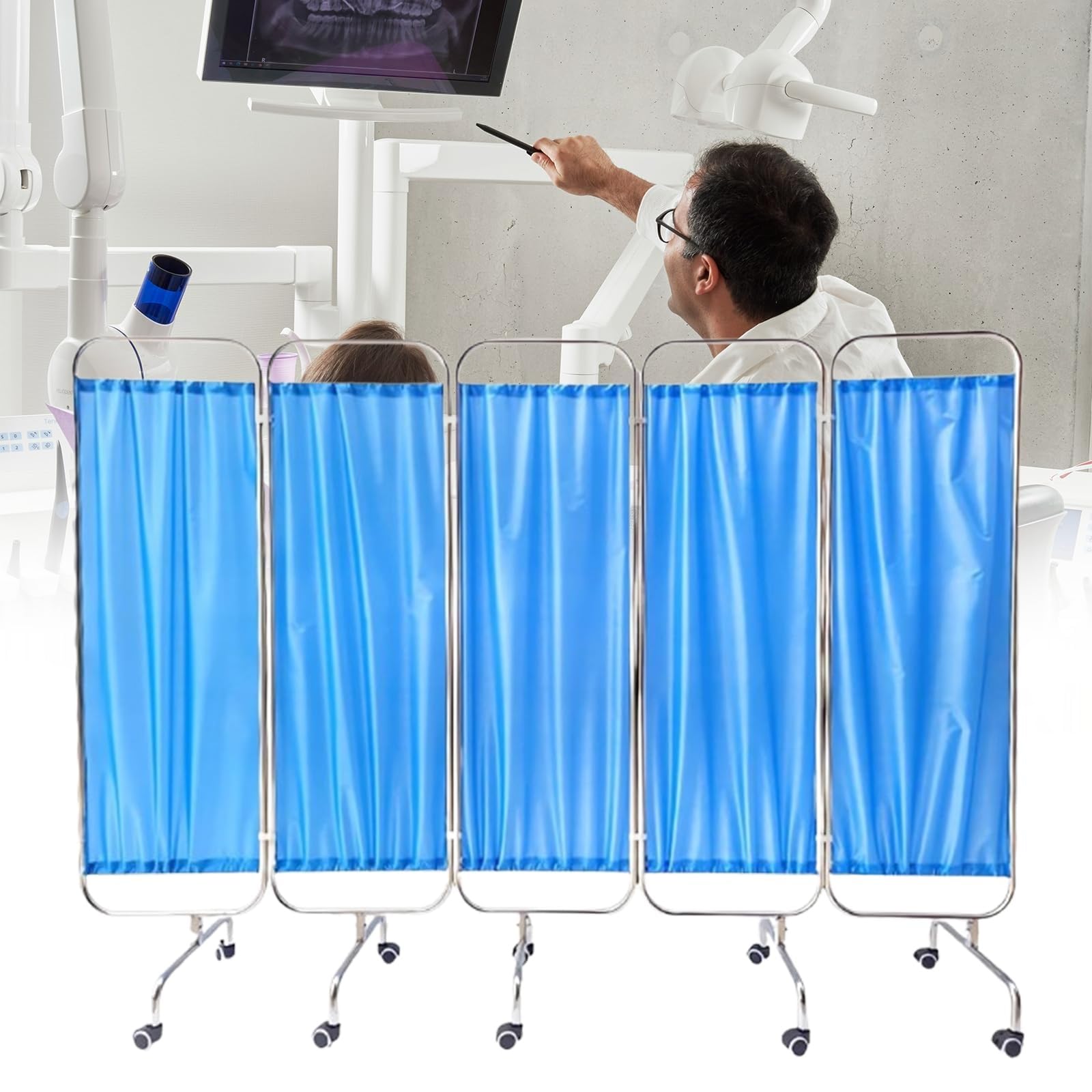 Schermo divisorio Medico per la Privacy, divisorio temporaneo Pieghevole per Ambienti, Schermo divisorio Portatile Pieghevole con Ruote, Portatile per ospedali, cliniche, Centri di Terapia i