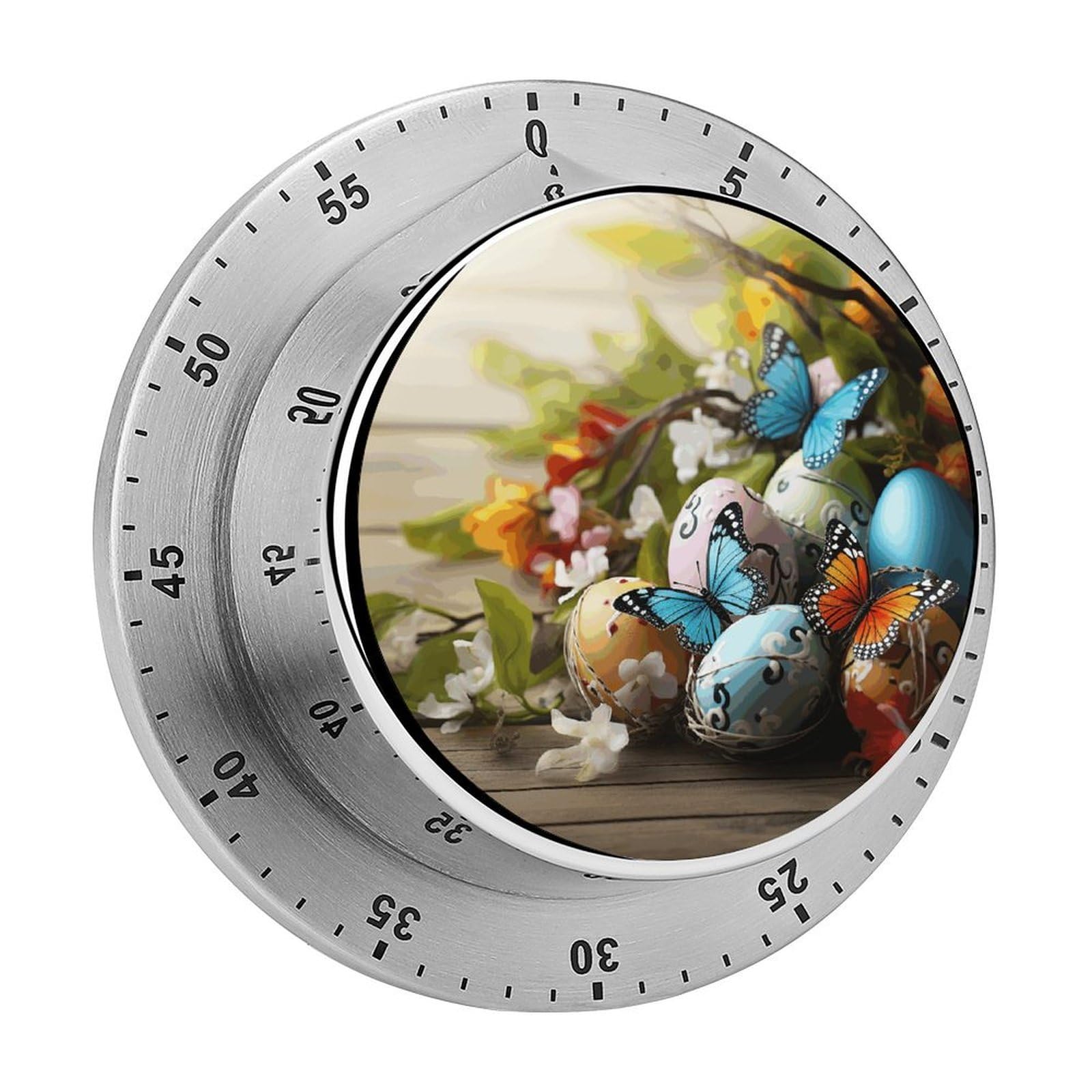 Easter Eggs with Butterfly Timer Desk Productivity Teacher Supplies Kitchen Magnetic Countdown Mechanical Timer for Cooking, Egg, Teacher, Exercise, Oven.