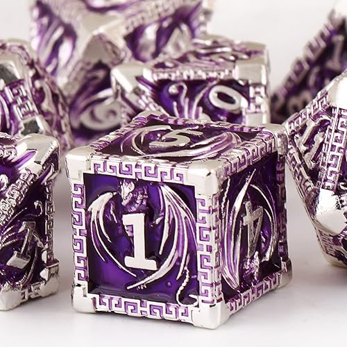 Miniatura 3 de DND - Juego de dados de dragón de metal dados únicos con diseño de dragón con bolsa de dados de regalo para juegos de mazmorras y dragones Magic The