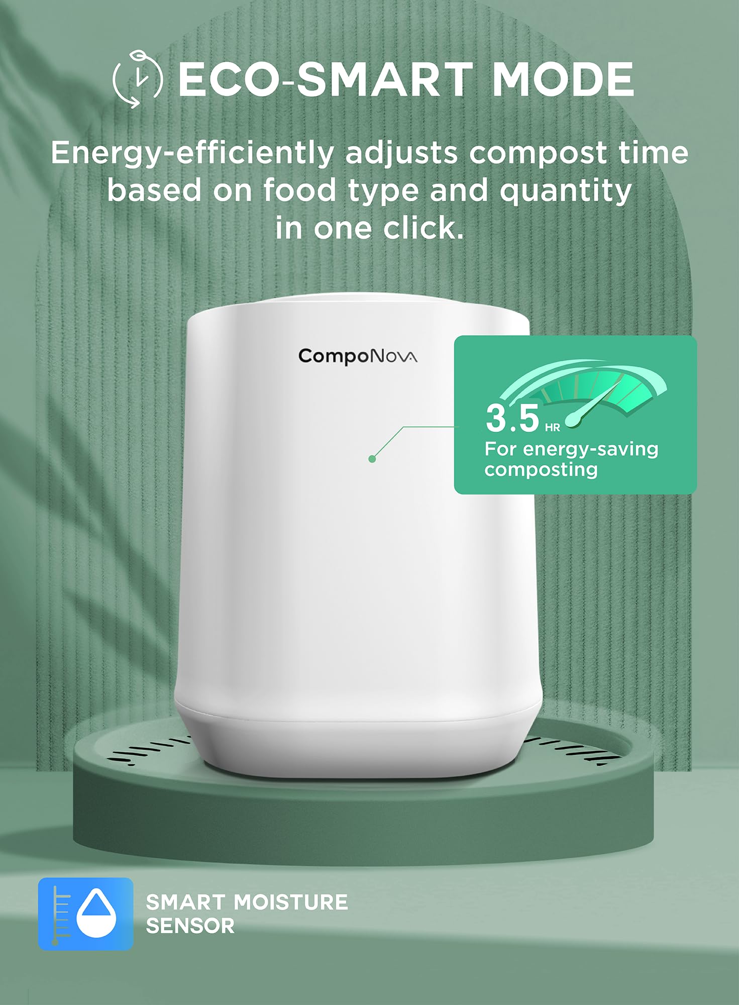COMPONOVA Komposteimer, elektrischer Komposter für Küchenarbeitsplatte, 4 l, Smart Mill, Komposter, Kücheneimer, für Mutter, Auto-Heim-Kompostmaschine, geruchlos, Abfall zum Vorkompost für Pflanzen