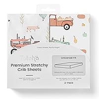 Vista 24 de TotAha Paquete de 2 sábanas de cuna de animales de la selva para niñas y niños, sábana bajera para cuna neutra para colchón estándar de cuna