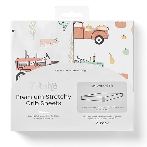TotAha Sábanas elásticas de alta calidad para cuna (paquete de 2)  hipoalergénicas, cómodas y sedosas, suaves como la mantequilla, efecto calmante,