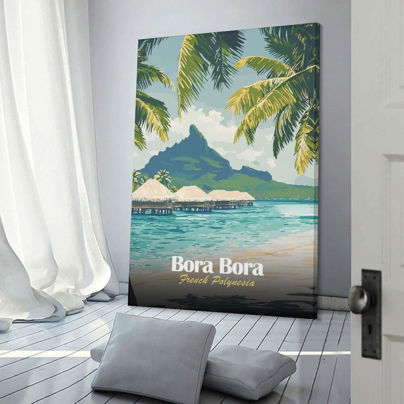 Junmoney Bora Bora French Polynesia Travel Wall Picture Print 20x30inch(50x75cm), for Work Areas, Reading Rooms Or Studios, An Interior Accent for Desk Areas