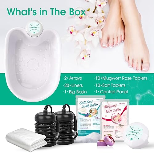 Miniatura 6 de Ionic Cleanse - Máquina de desintoxicación para baño de pies con 2 matrices, spa de pies de pedicura para uso doméstico con sal de pies y rosa de