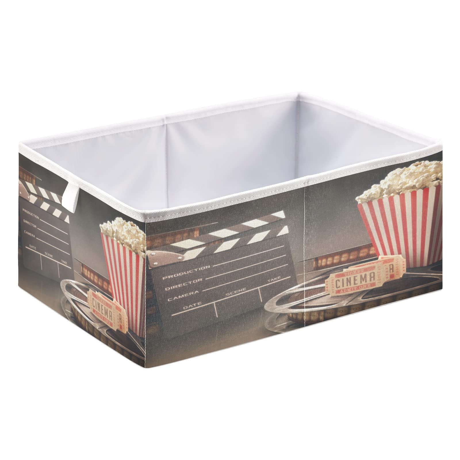 Blueangle Movie Theater Popcorn Rectangle Storage Bin, 15.8 x 10.6 x 7 in, Large Collapsible Organizer Storage Basket for Home Décor
