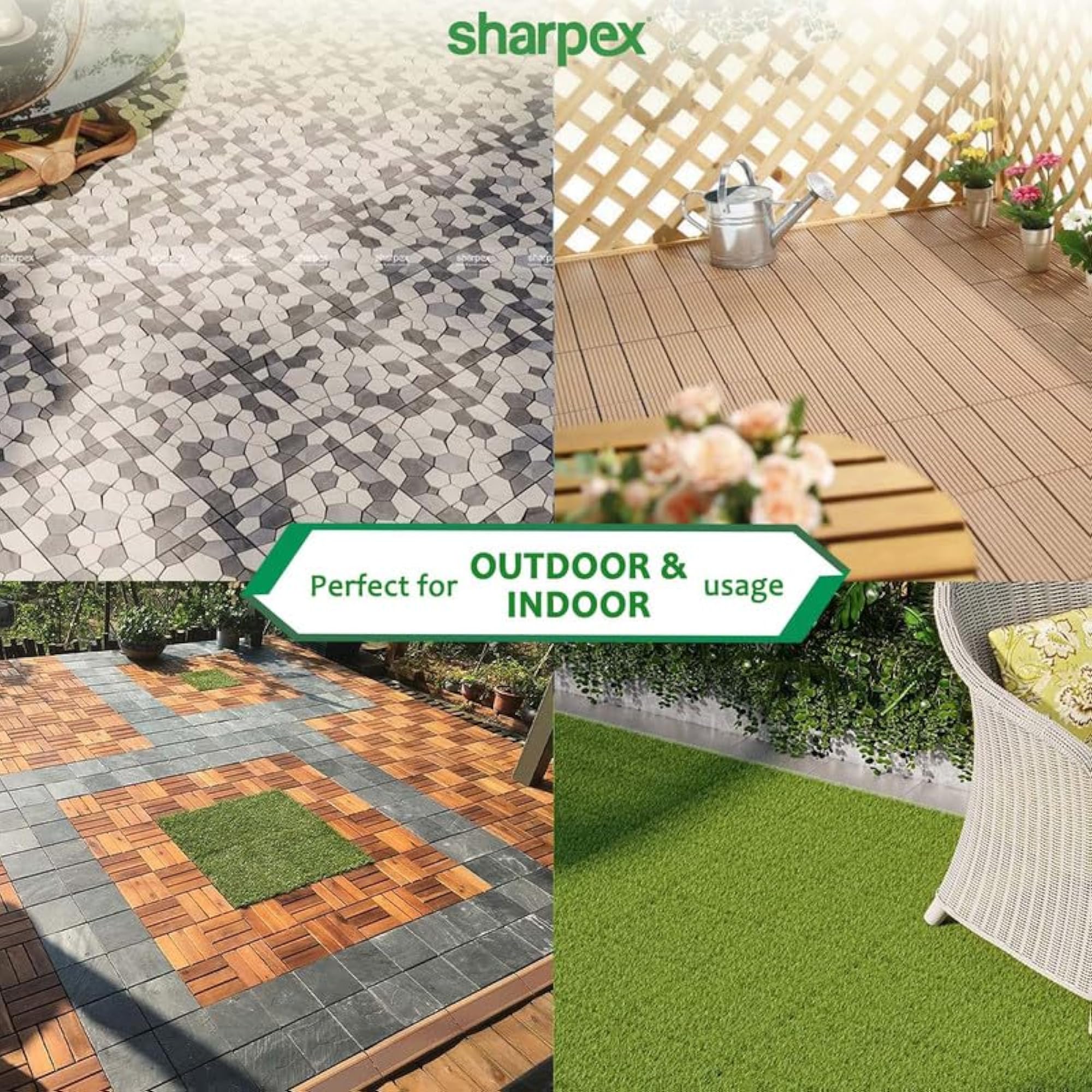 Deck Tiles with Interlocking Teak Wood