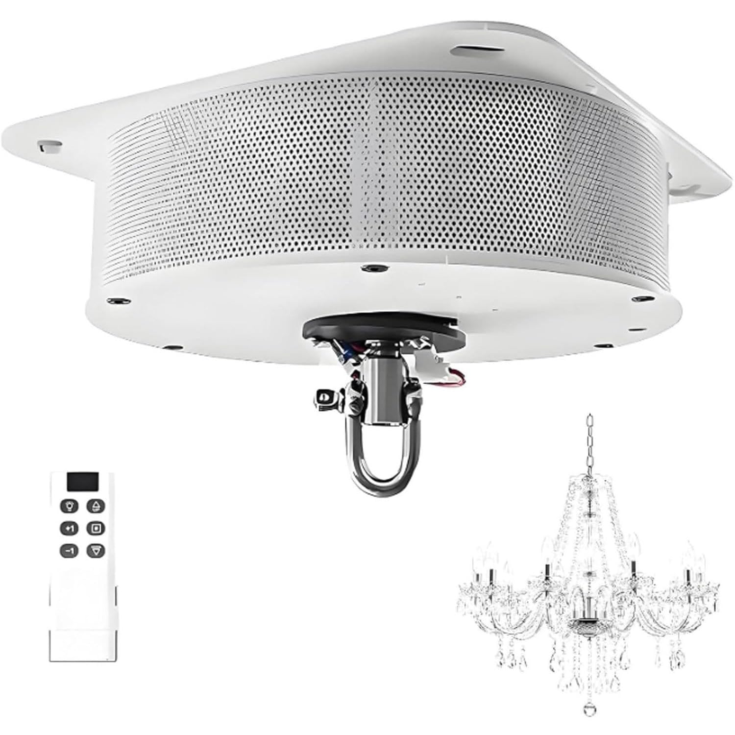 System podnoszenia żyrandoli, wyciąg do lamp kryształowych, elektryczny system podnoszenia oświetlenia, zakres podnoszenia 19,69 ft, udźwig 20–130kg – opcjonalnie, z pilotem zdalnego sterowania 20KG