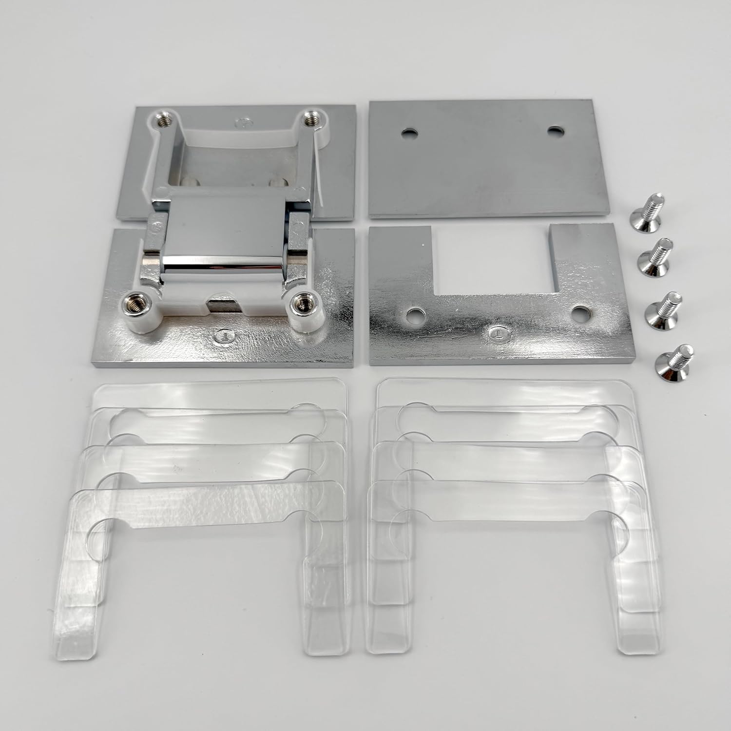 Brass Glass Door Hinge Heavy Duty Short Back Plate Hinges, Shower Door Hardware Replacement for 5/16" to 1/2" (8 to 12 mm) Tempered Glass 135° 180° (Chrome, 180°)