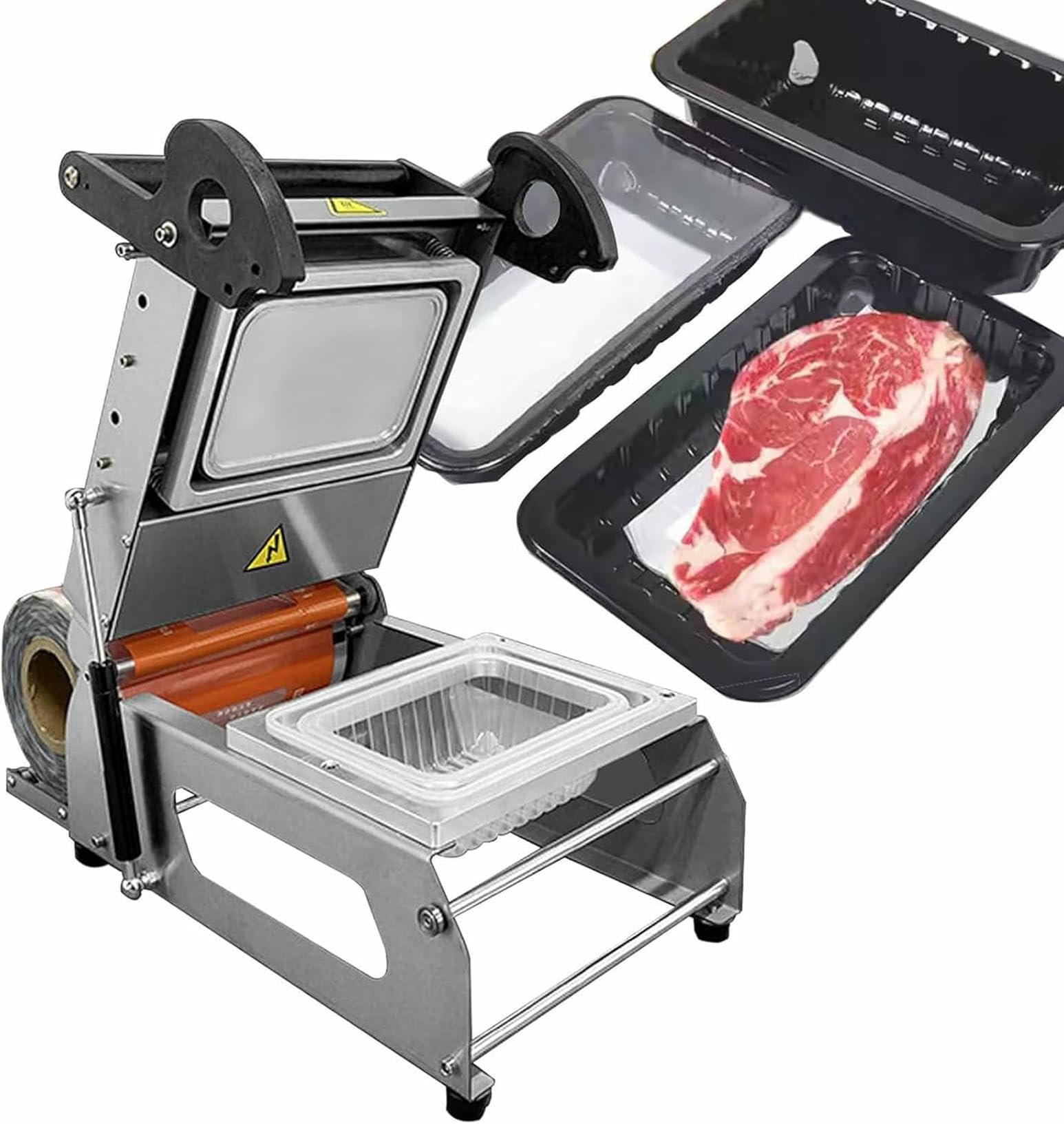 Macchina Semiautomatica per Sigillare Alimenti per Vassoi, Sigillatrice Manuale per Vassoi, Macchina Confezionatrice per Pasti per Sigillare Contenitori per Alimenti per Ristoranti