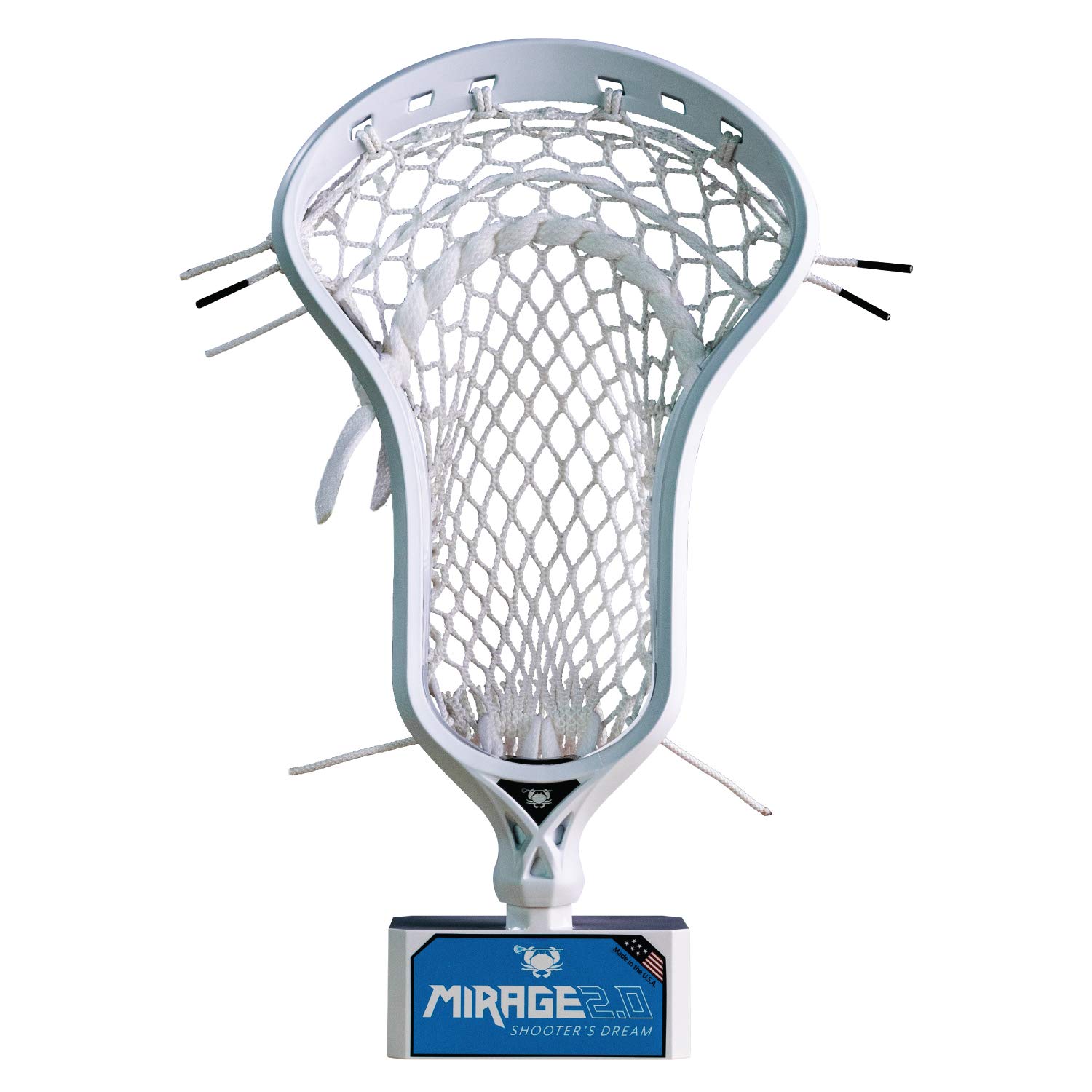 ECD Lacrosse - Mirage 2.0 Strung Lacrosse Head - White - Elite Pocket - Hero 3.0 - White