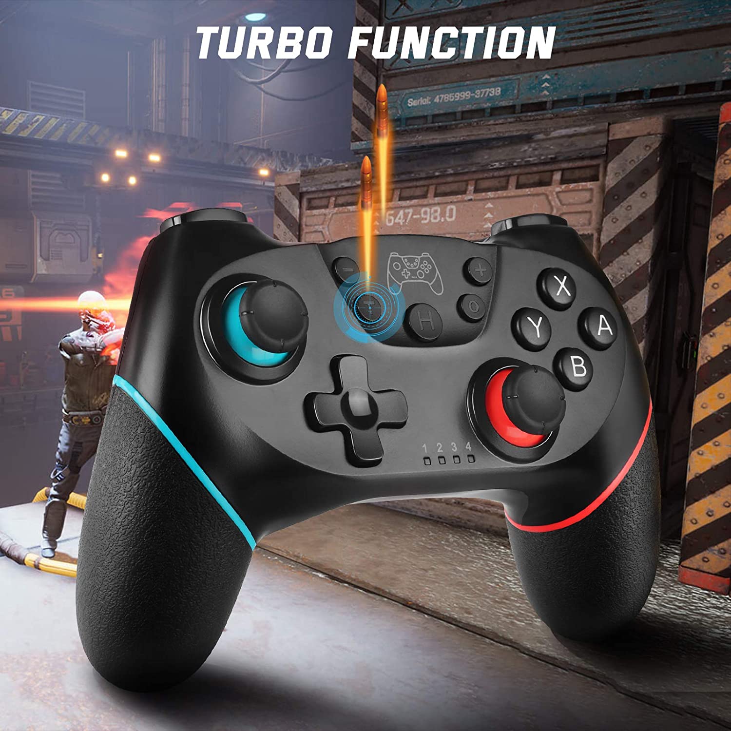 Zexrow Manette Switch sans Fil, Manette Switch pour N- Switch/Switch Lite/Switch OLED/iOS/Android/PS3/Windows, Manette Switch avec One Key Wake Up/Turbo Adjustable/6 Axis Gyro Sensor