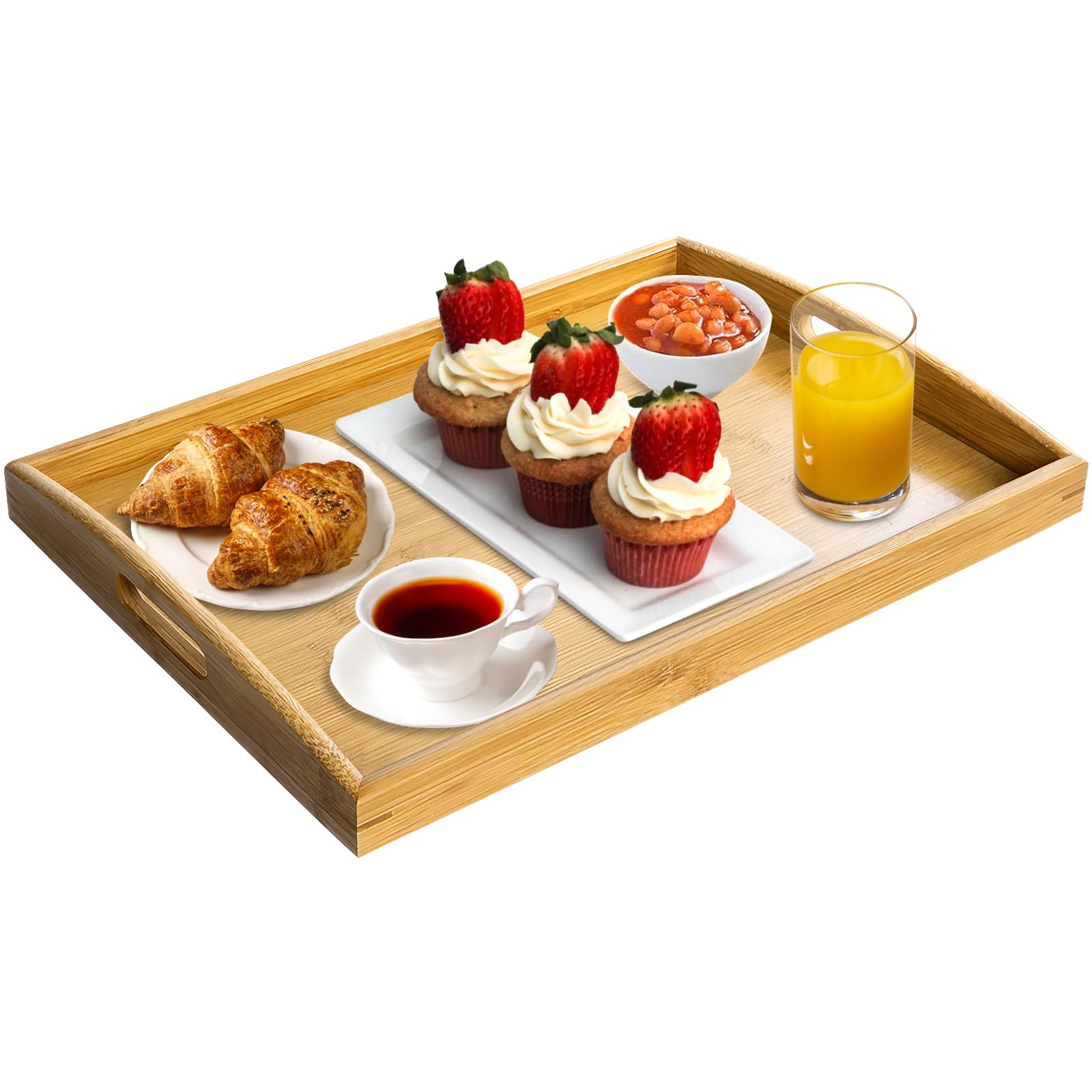 Vassoio In Legno Con Manici - 40x28 Cm Per Colazione, Caffè O Decorazione, Multiuso - Foto 5