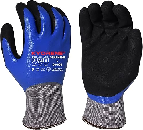 Miniatura 2 de Armor Guys Kyorene - Guantes de trabajo protectores con revestimiento de nitrilo completo, resistentes a desgarros y abrasión, resistentes al aceite