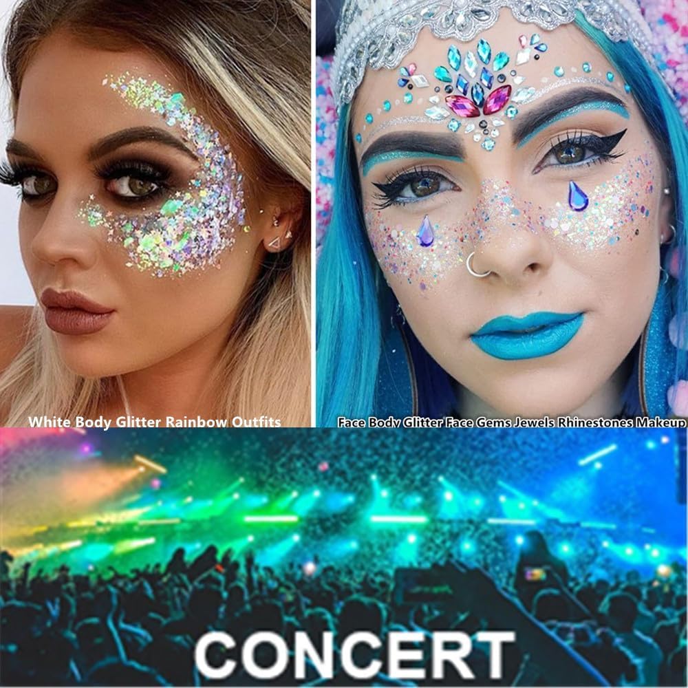 Go Ho 6 Colors Face Body Glitter Gel,Festival Sequins Shimmer Eyeshadow - Image 3