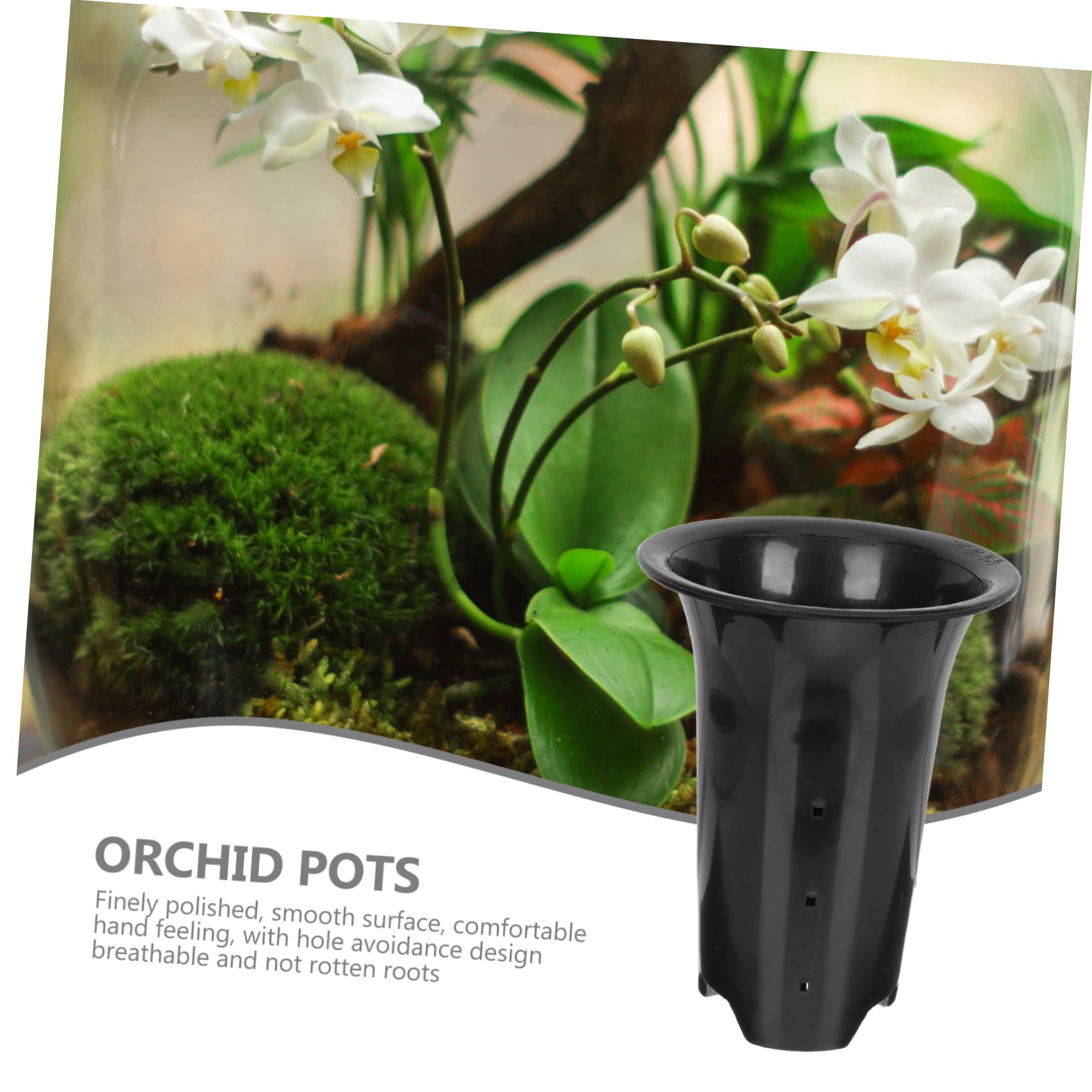 BESPORTBLE 10pcs Pots pour Orchidées Noirs en Plastique Perméables et Respirants, Haute Taille Contrôle des Racines, pour Plantes D’intérieur et Jardin