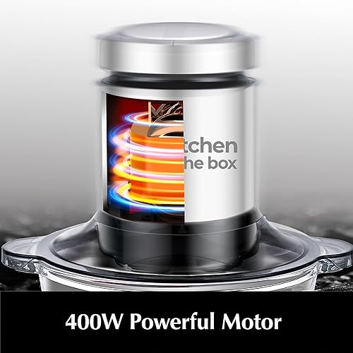 Miniatura 2 de Kitchen in the box Procesadores de alimentos, mini picadora de carne y picadora de alimentos, picadora eléctrica de verduras con 2 cuencos (8 tazas