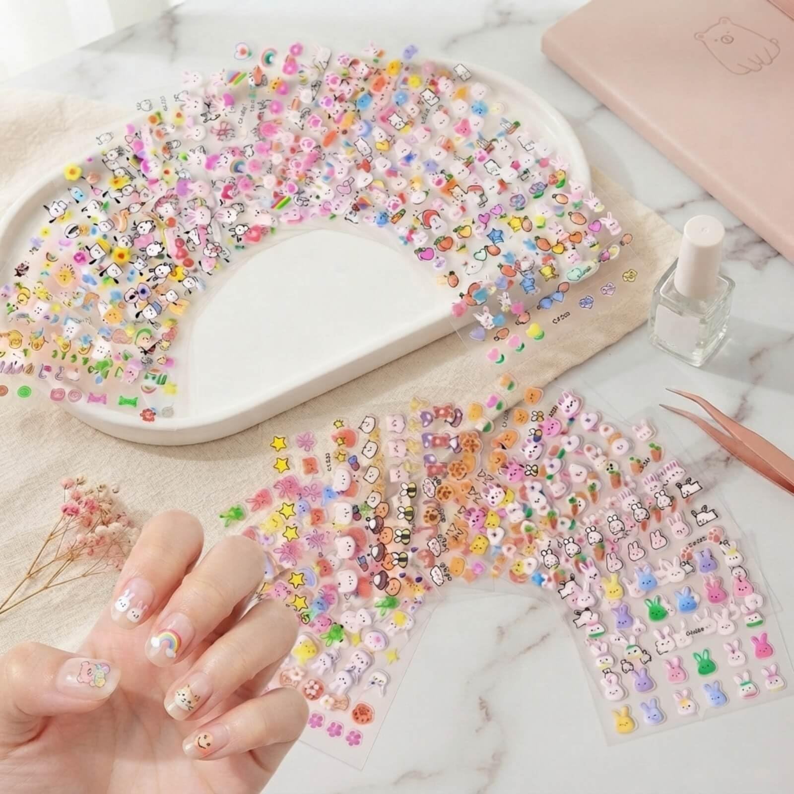 Small Stickers Glow-in-Dark 30Pcs Princess Cartoon, Nail Stickers for Kids Waterproof Safe Non-Toxic, Kids Nail Stickers for Girls Glowing Fairy Mermaid Stars | DIY Nail Art Decals-image-9