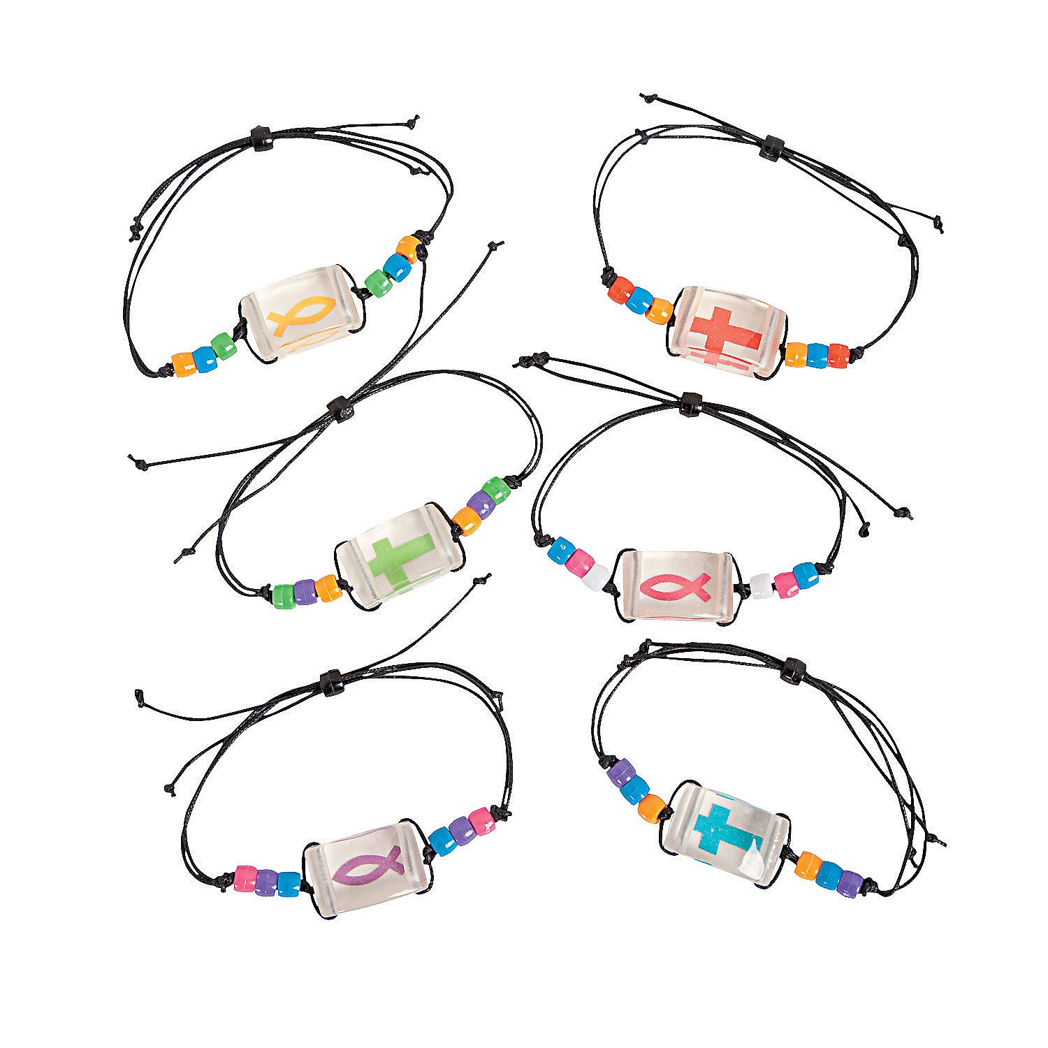 Fun Express Faith Stone Bracelets Craft Kits - Makes 12 - Religious, Sunday School and VBS Crafts