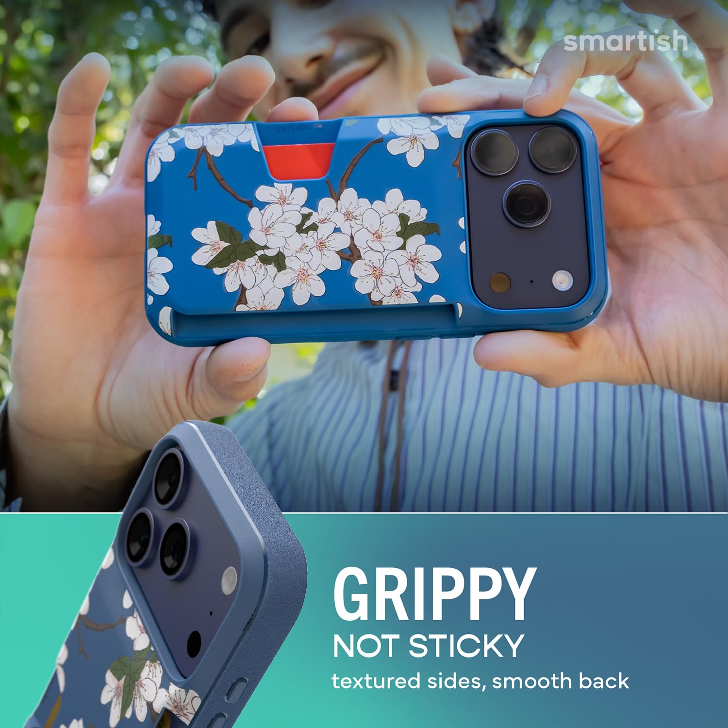 Smartish Etui portfelowe na iPhone'a 17 Pro - Wallet Slayer Vol. 1 [smukłe + ochronne] Etui na karty kredytowe - Testowane upadek z klapką ukryte etui na karty do Apple iPhone 17 Pro - bardzo kwiat