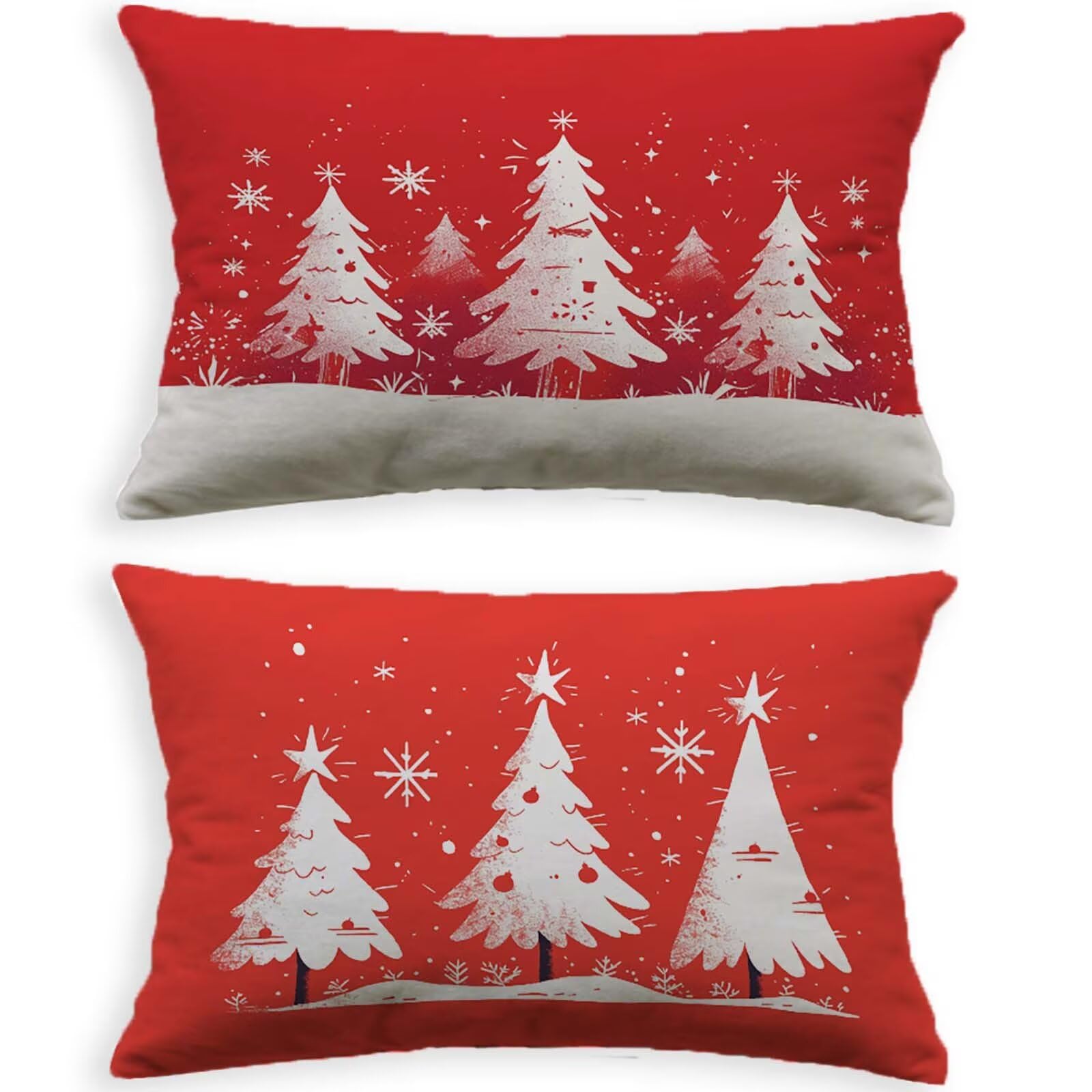 Housse de coussin Noël 40x70cm en velours rouge haut de gamme pour intérieur