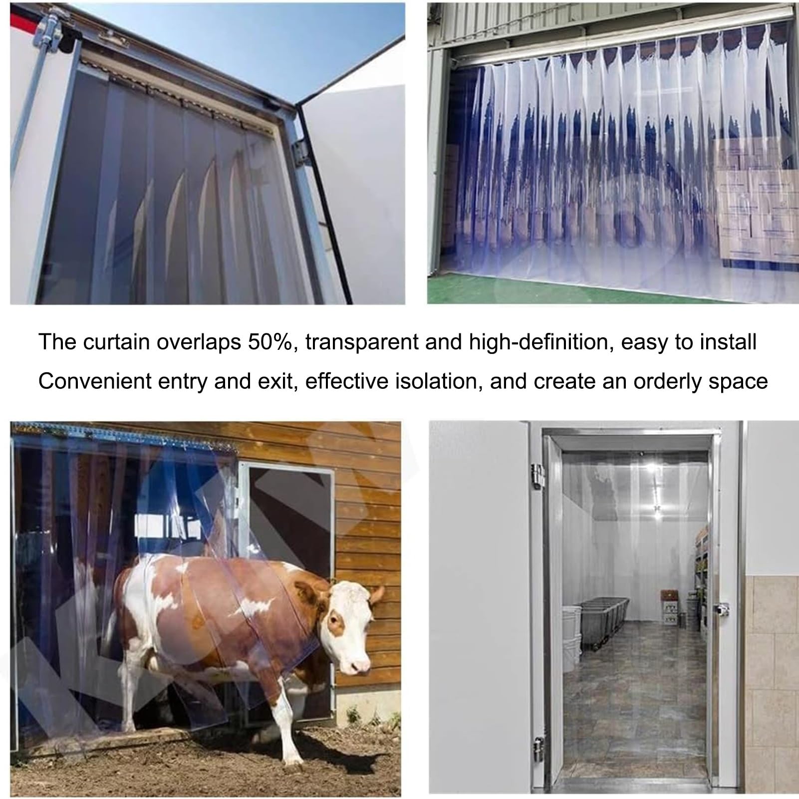 Rideau à lanières en PVC Transparent pour congélateurs, Portes de Garage et entrepôts - Rideaux à lanières en Plastique Transparent pour Chambres Froides et congélateurs de Plain-Pied et eff