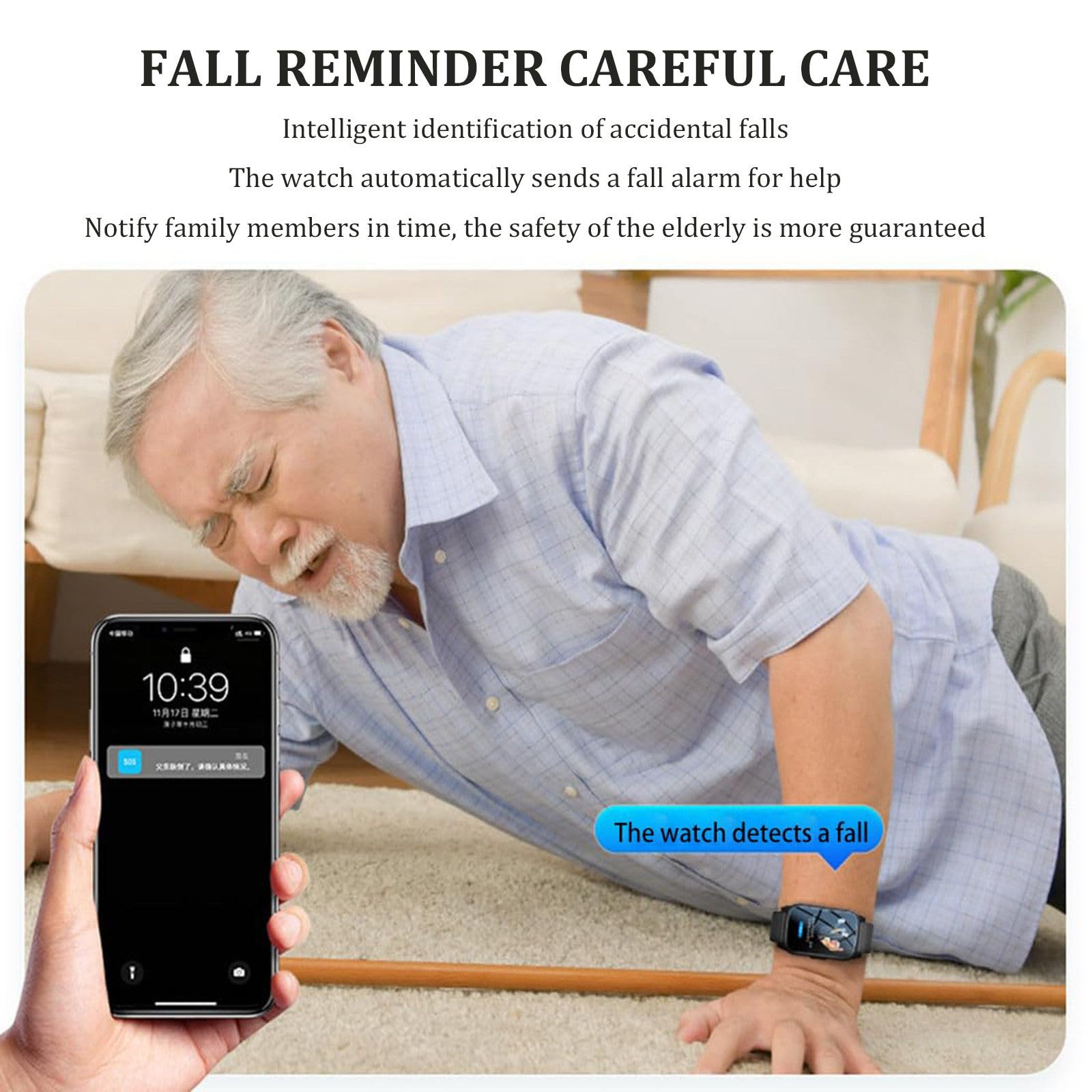 Reloj Inteligente para Mayores con Detección De Caídas A | Localizador Gps Para Casos De Demencia Y Alzheimer, Llamada Sos, Videollamada HD, Geovalla Y Monitor De Salud