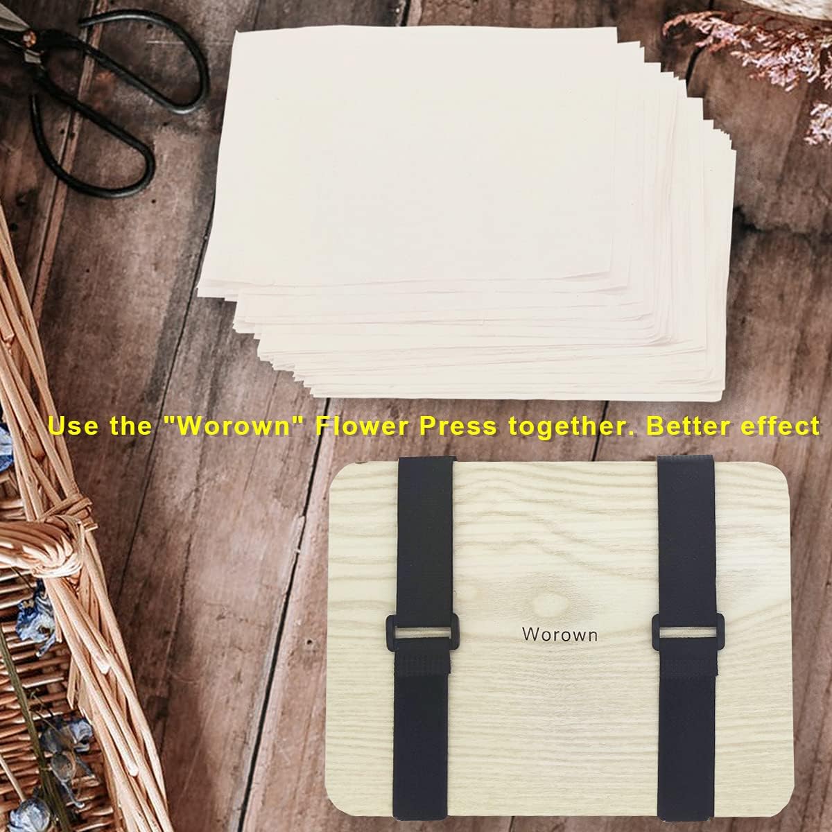 Worown 60 piezas de papel absorbente de prensa de flores A5, papeles secantes, papel de secado de repuesto de 6 x 8 pulgadas para prensa de flores