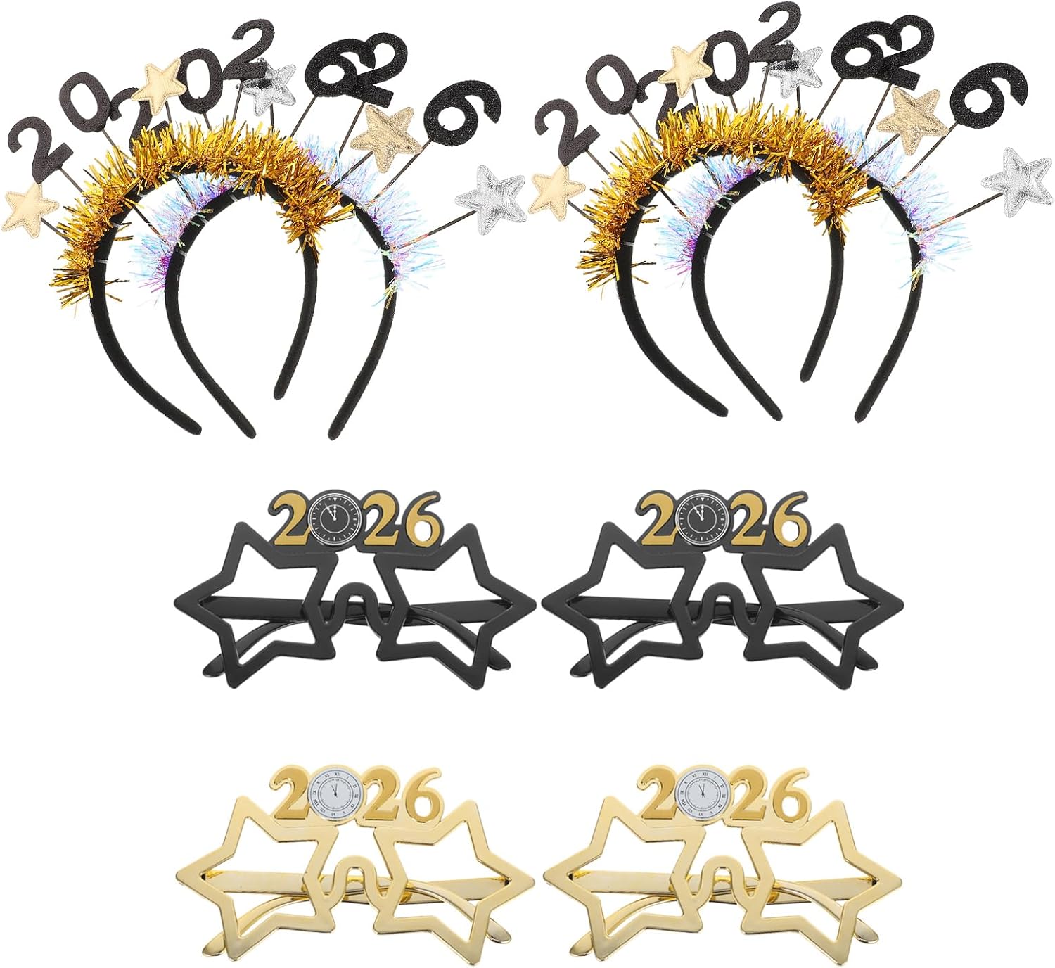 LOGOFUN 8pcs Graduation Glasses and Headband Set Class of 2026 Photo Props for Grad Party Decorations