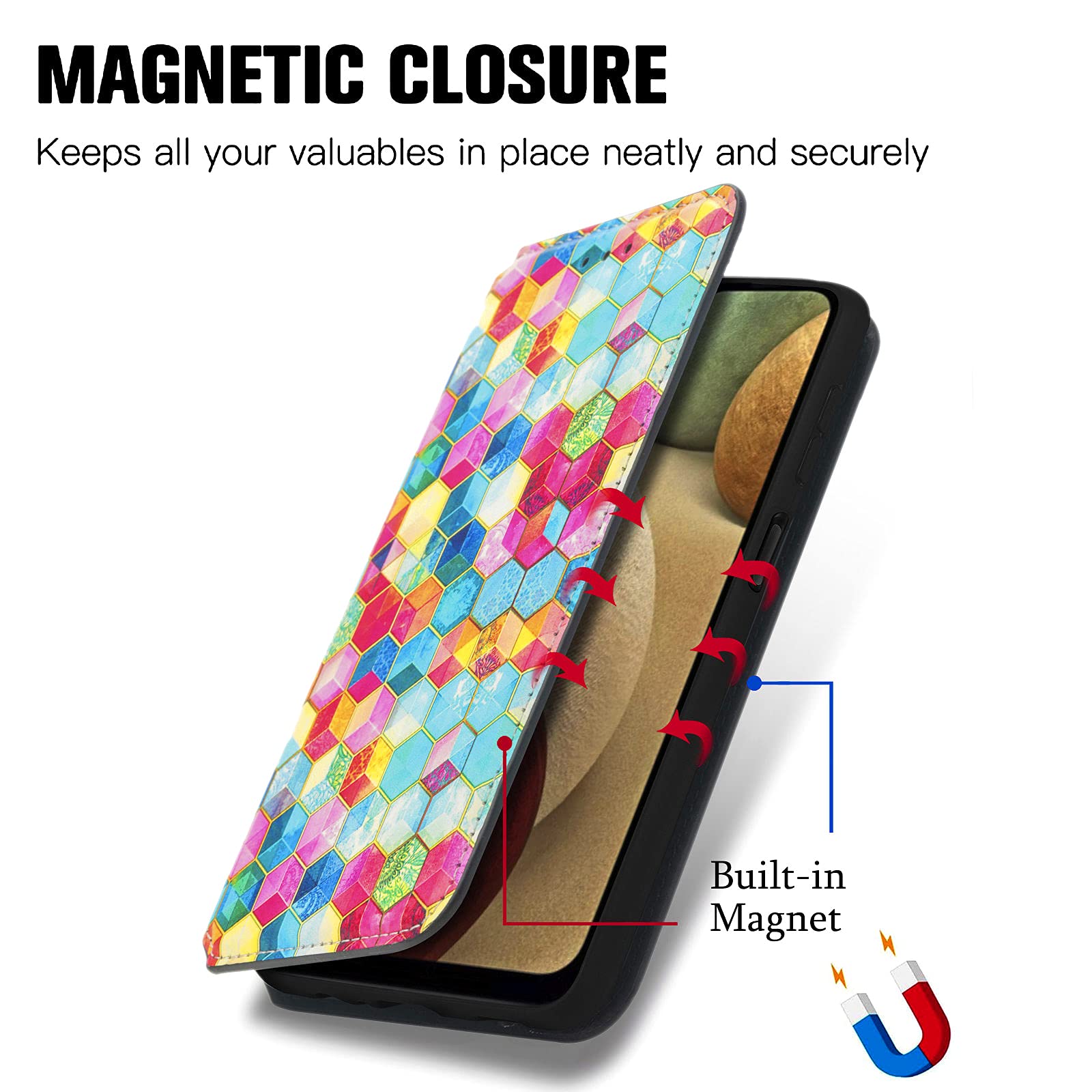 LEMAXELERS Custodia Galaxy A22 5G Cover Portafoglio,Galaxy A22 5G Custodia 3D Pittura colorata glitterata Wallet Shock-Absorption Magnetica Leather Flip Cover,SD KaShiNuo Yello